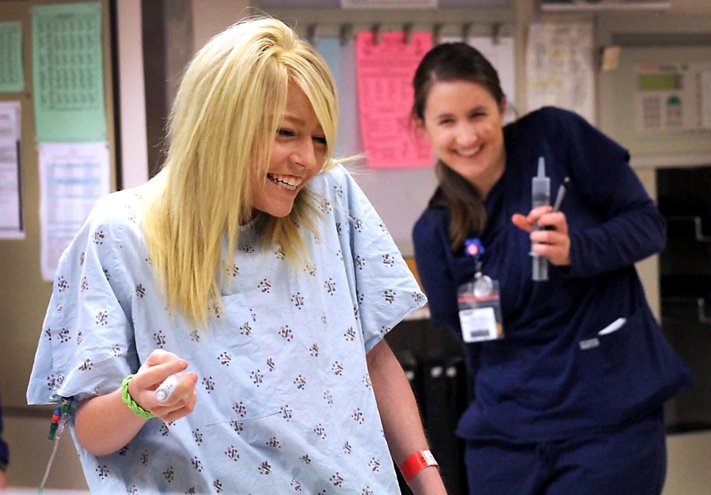 Sandeen got into a playful water fight with one of her nurses at St. Marys. Fifteen years ago, Sandeen was in a Rochester hospital for her first heart transplant. Now it&#x2019;s time for a second new heart.