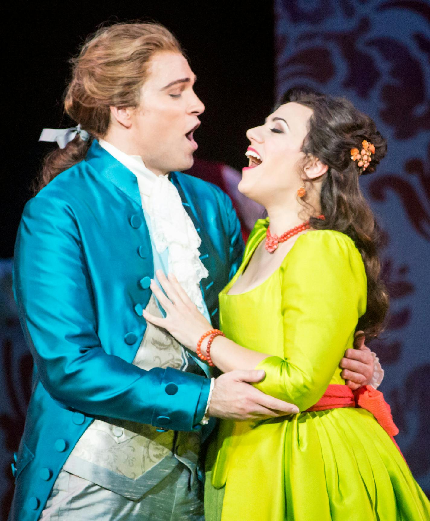 Credit: Dan Norman
Alek Shrader as Count Almaviva and Daniela Mack as Rosina in Minnesota Opera&#x2019;s The Barber of Seville.