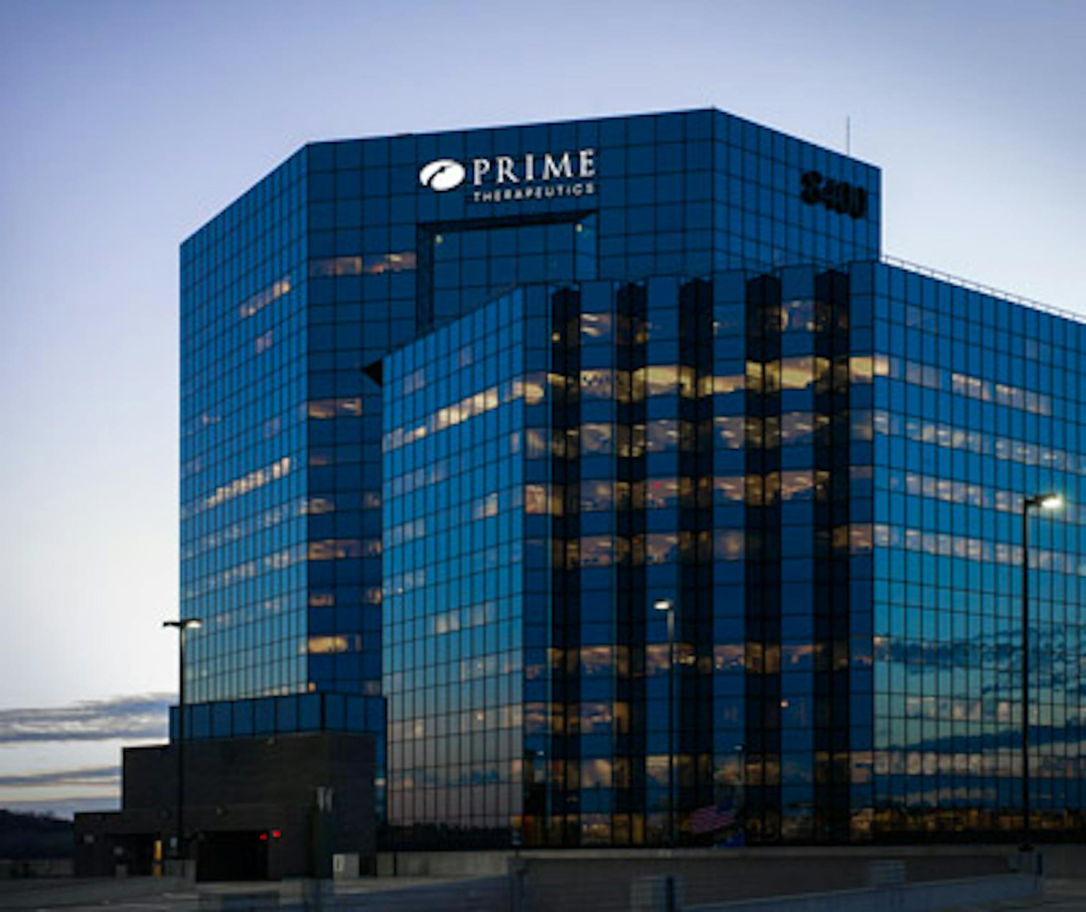 Prime Therapeutics' logo on the 8400 Tower