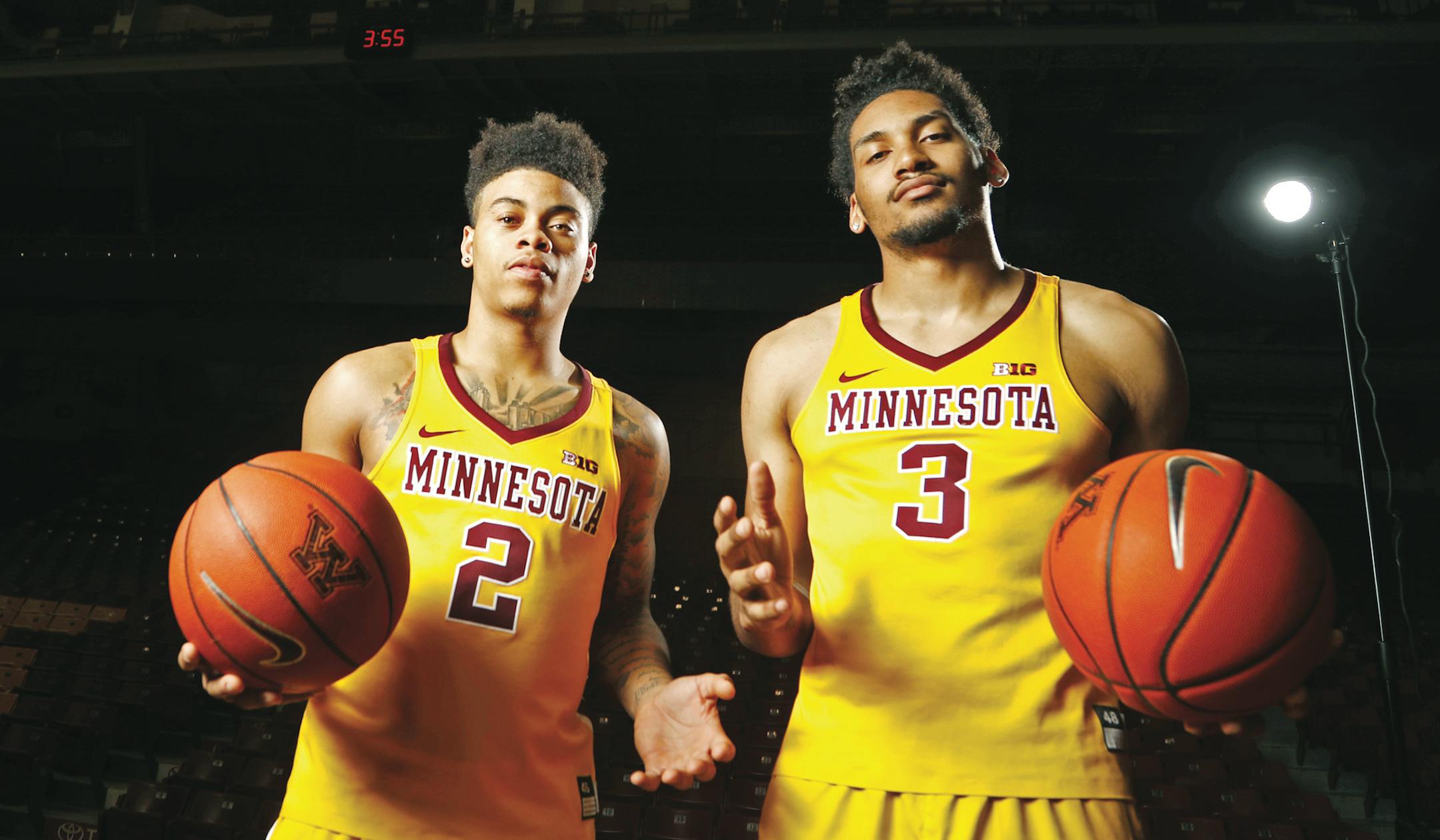 The Gophers are coming off their worst season ever, but they have a talented roster that hopes to put together a season worthy of a postseason invitation, one that includes (from top) junior guard Nate Mason (2), sophomore forward Jordan Murphy (3)