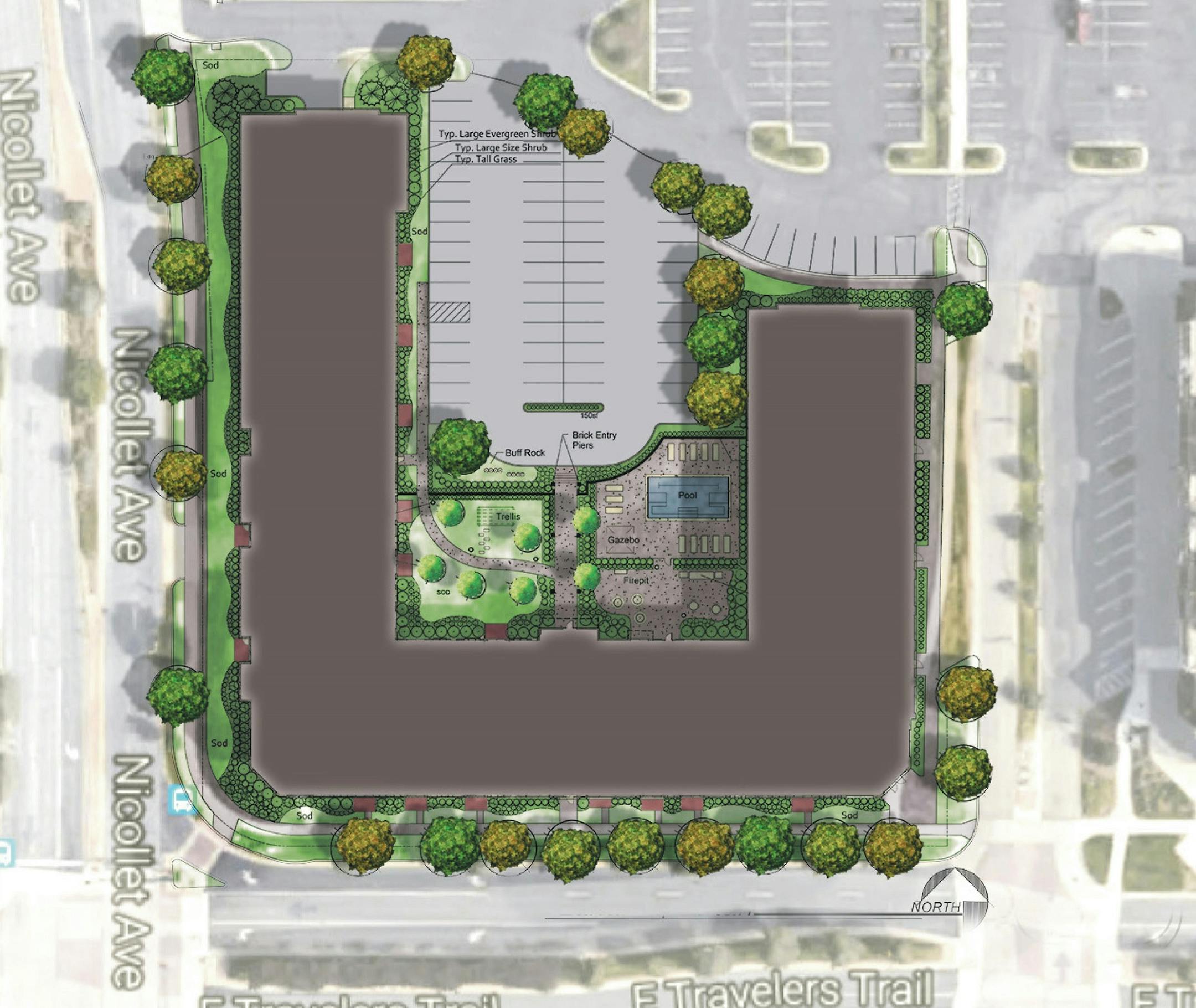 A site plan of the planned apartment complex in Heart of the City.