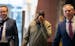 Defendant Said Shafii Farah, center, walks into U.S. District Court with attorneys Clayton Carlson, left, and Steve Schleicher, right, on April 24.