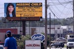 A billboard seeking information on the disappearance of Maria Gomez-Perez is shown in Gainesville, Ga., on Friday, July 26, 2024. The 12-year-old girl
