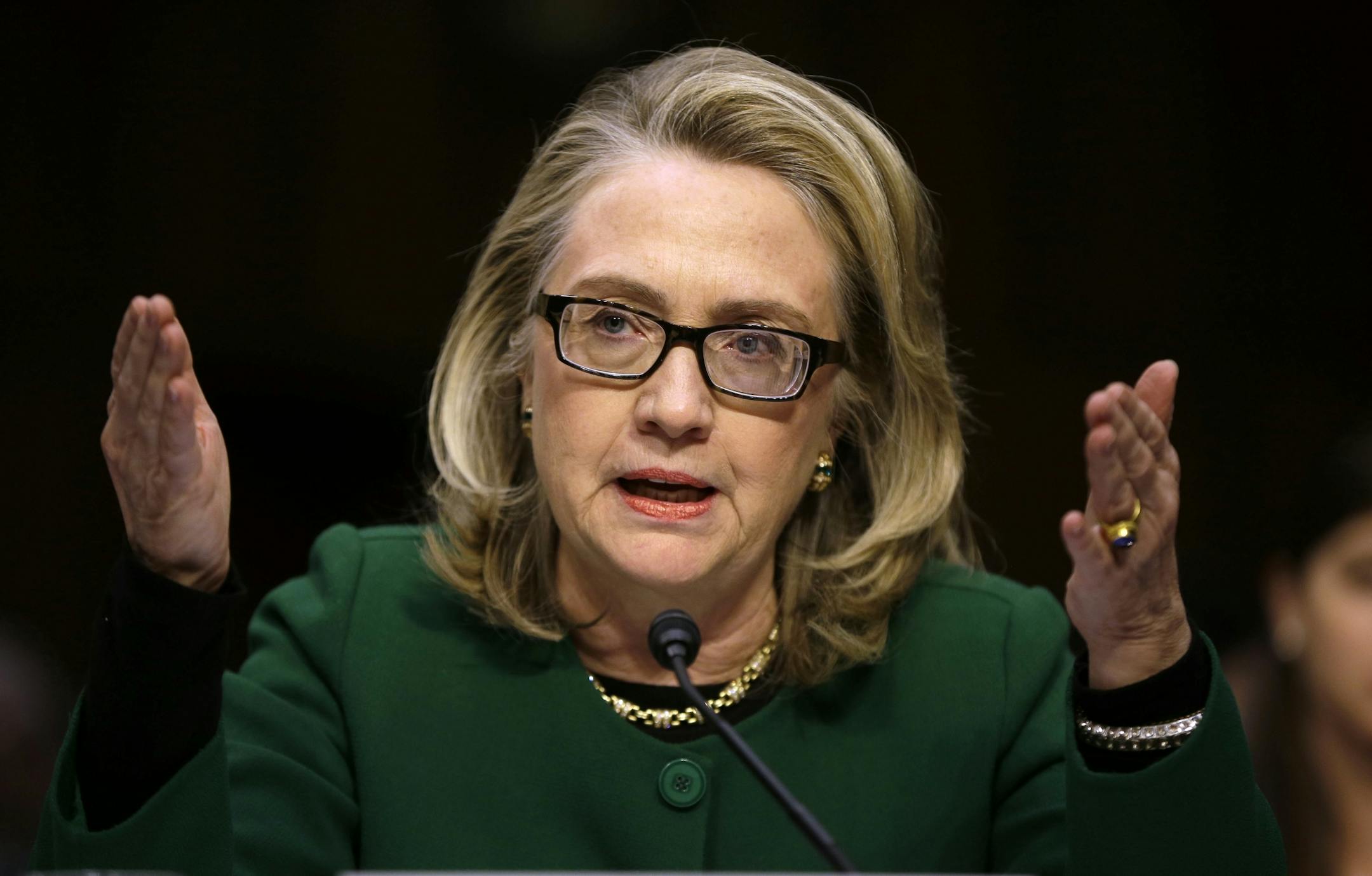 Secretary of State Hillary Rodham Clinton testifies on Capitol Hill in Washington.