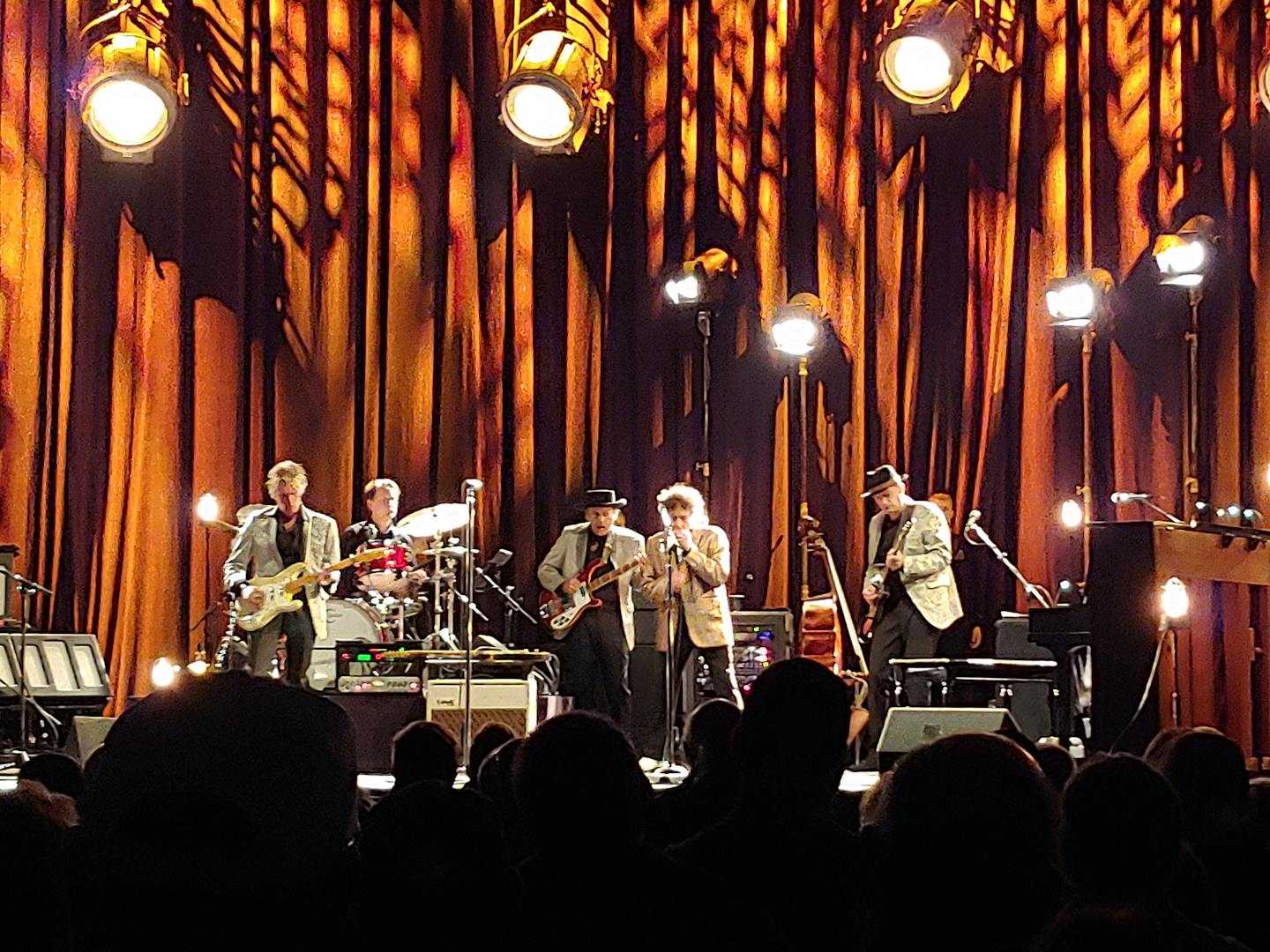 Bob Dylan took a harmonica solo with his revamped band Oct. 24, 2019, at the Mankato Civic Center.