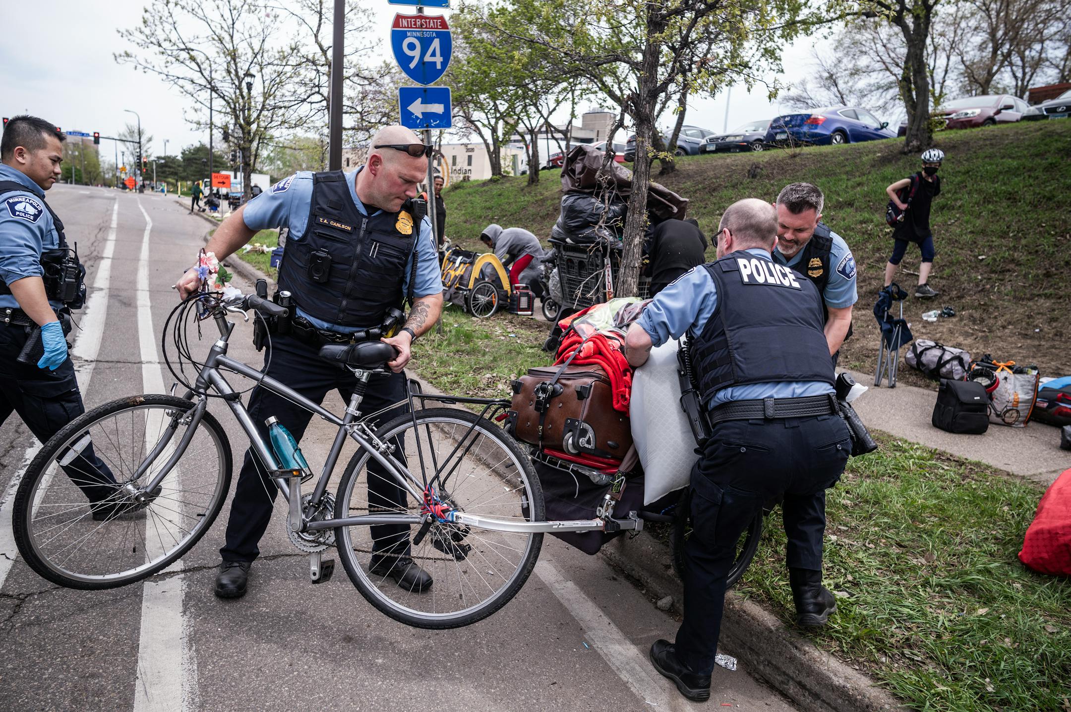 The city of Minneapolis clears out an encampment near Blue-Franklin Avenue Stationin Minneapolis,