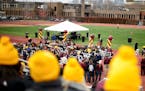 A ceremonial groundbreaking at the University of Minnesota for their $166 million Athletes Village project at the Bierman complex. ] GLEN STUBBE * gst