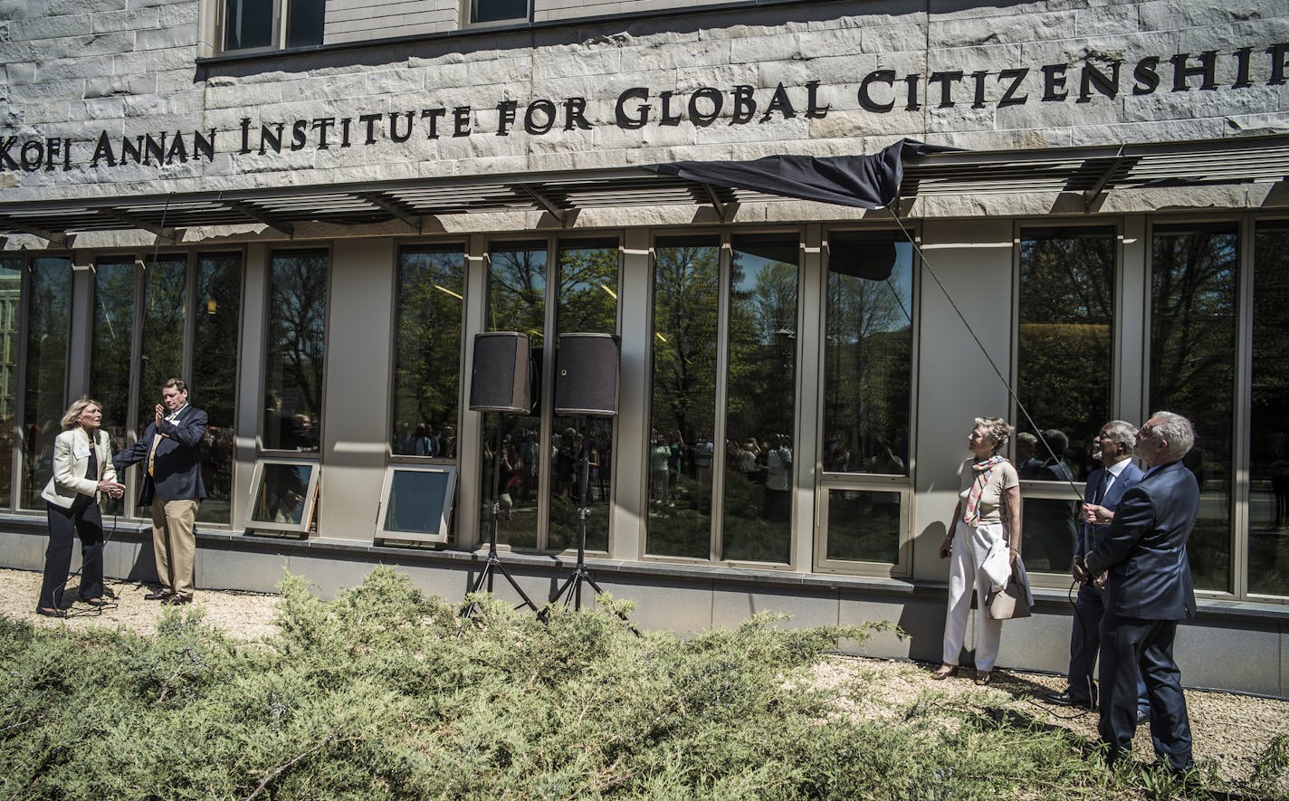 The Kofi Annan Institute for Global Citizenship was unveiled today.]Kofi Annan, former Secretary-General of the United Nations will visit his school Macalester for the dedication of the Kofi Annan Institute for Global Citizenship. Richard Tsong-Taatarii&#xef;rtsong-taatarii@startribune.com