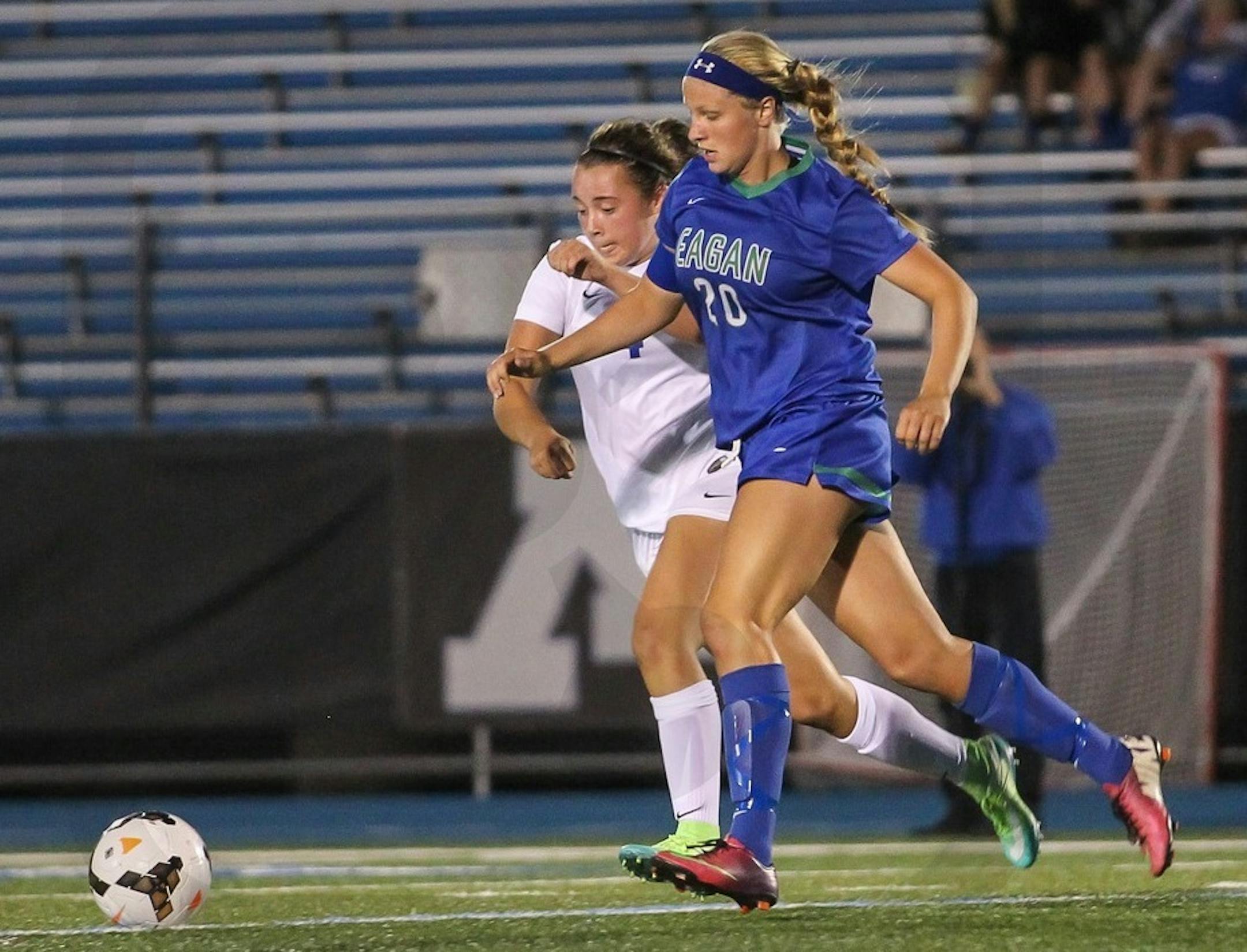 Eagan forward Carly Czaplewski chases down a ball in a game against Minnestonka earlier this season.