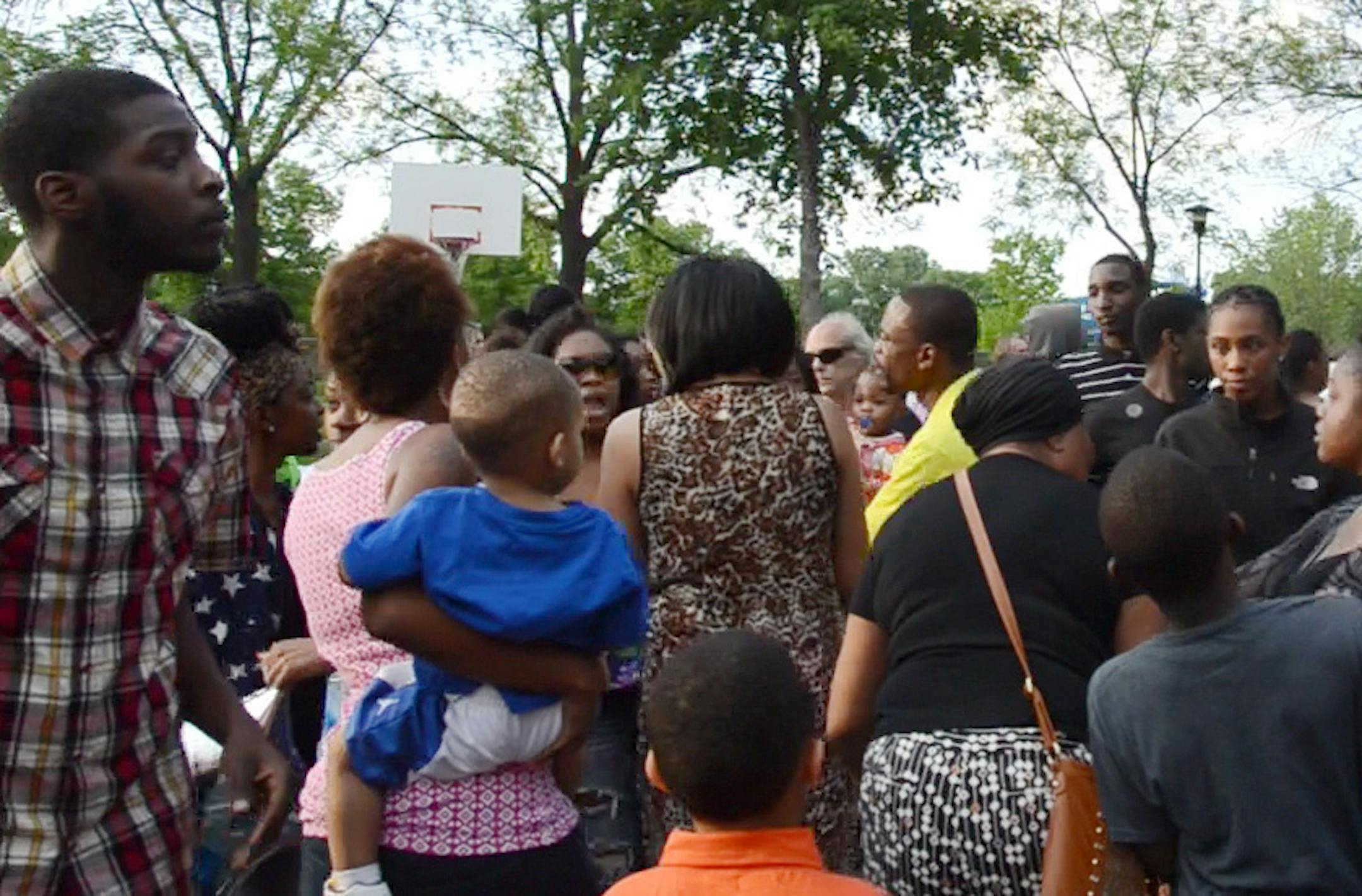 A north Minneapolis vigil for slain teen Nehemiah Steverson briefly turned into a melee Wednesday night, quelled by police spraying a chemical irritant.