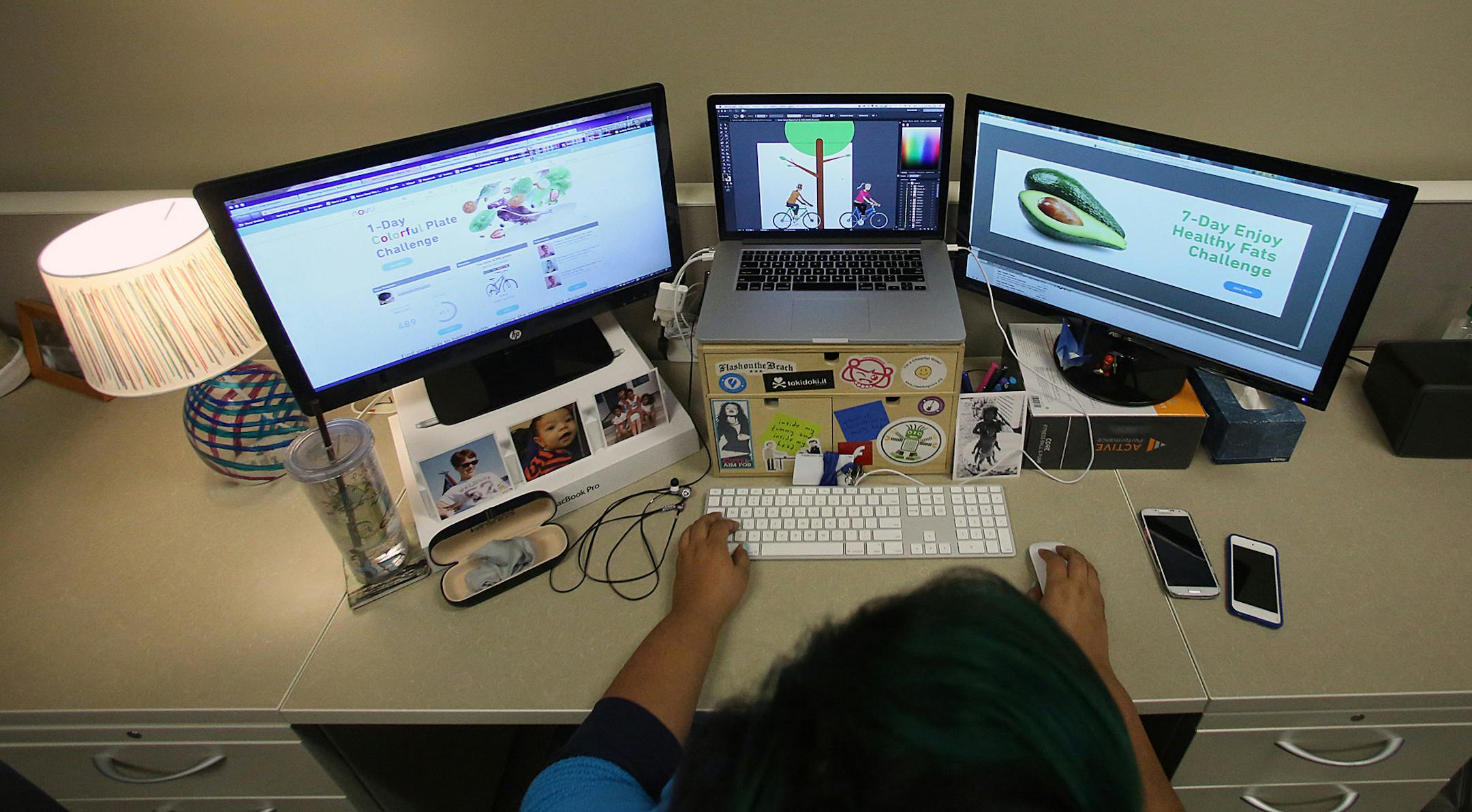 NOVU digital production designer Shani Nestingen demonstrated how she works to create materials to encourage people to benefit their health. ] JIM GEHRZ ‚Ä¢ jgehrz@startribune.com / St. Louis Park, MN / March 21, 2014 / 3:30:00 PM / BACKGROUND INFORMATION: Minneapolis company, NOVU, has created a web-based interactive program that can help people stop smoking, eat better and many other things. Fairview Hospital recently added it for their patients. The company is three years old