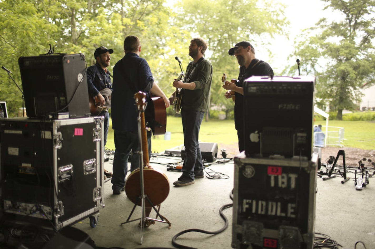 Members of Trampled by Turtles rehearsed on tour in North Carolina in 2015.