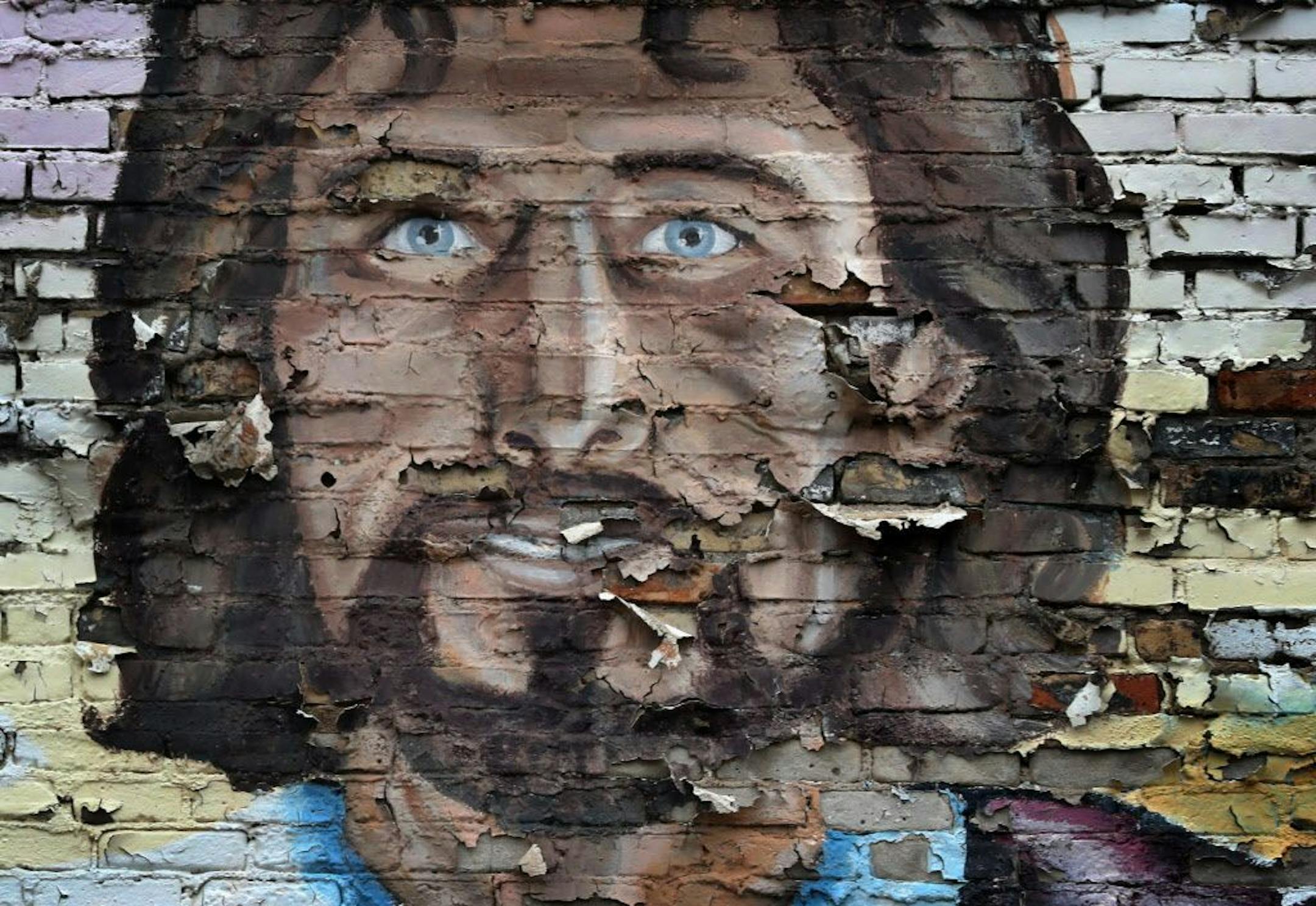 "Love Power" Jesus mural in Minneapolis' West Bank neighborhood Thursday, Aug. 3, 2017, in Minneapolis, MN.