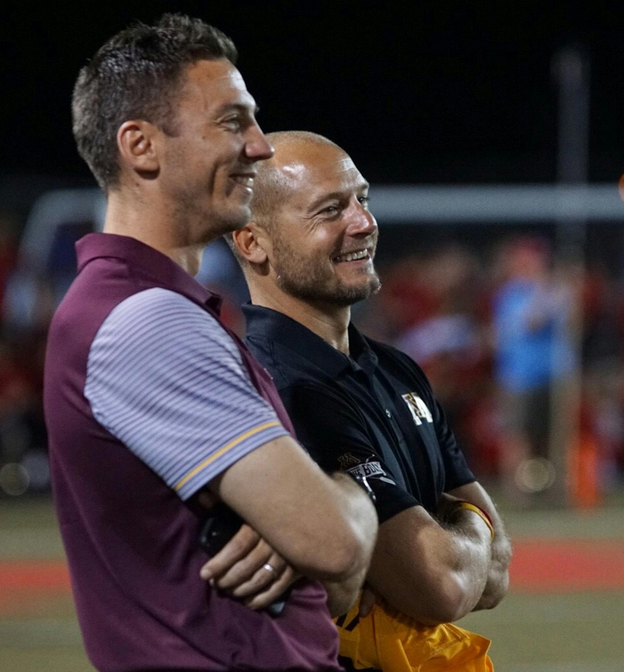 Minnesota Golden Gophers head football coach P.J. Fleck takes in the Lakeville North versus Lakeville South game Oct 22. Photo by Korey McDermott, SportsEngine