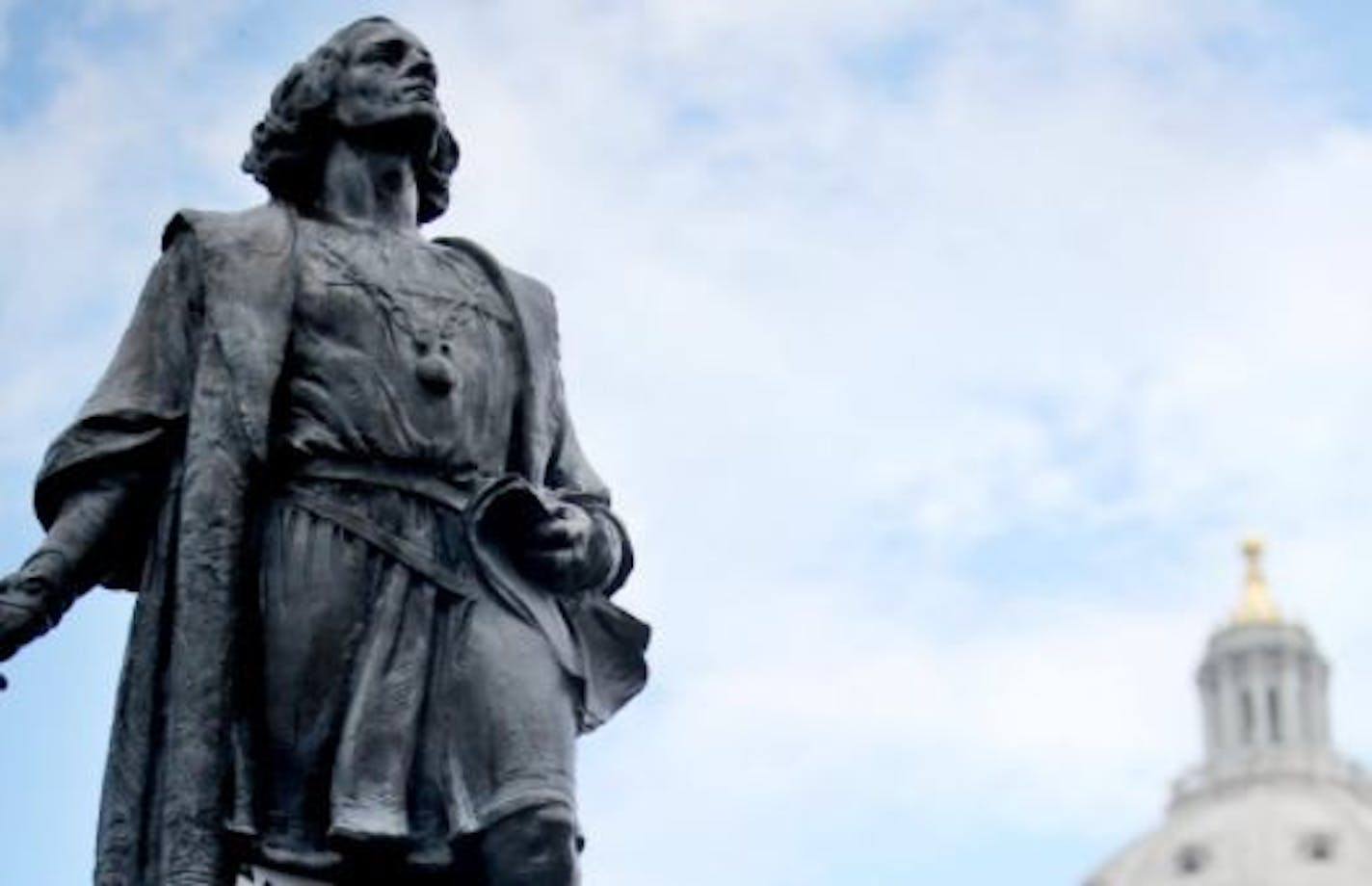 The statue of Christopher Columbus outside the Minnesota State Capitol in St. Paul, Minn.