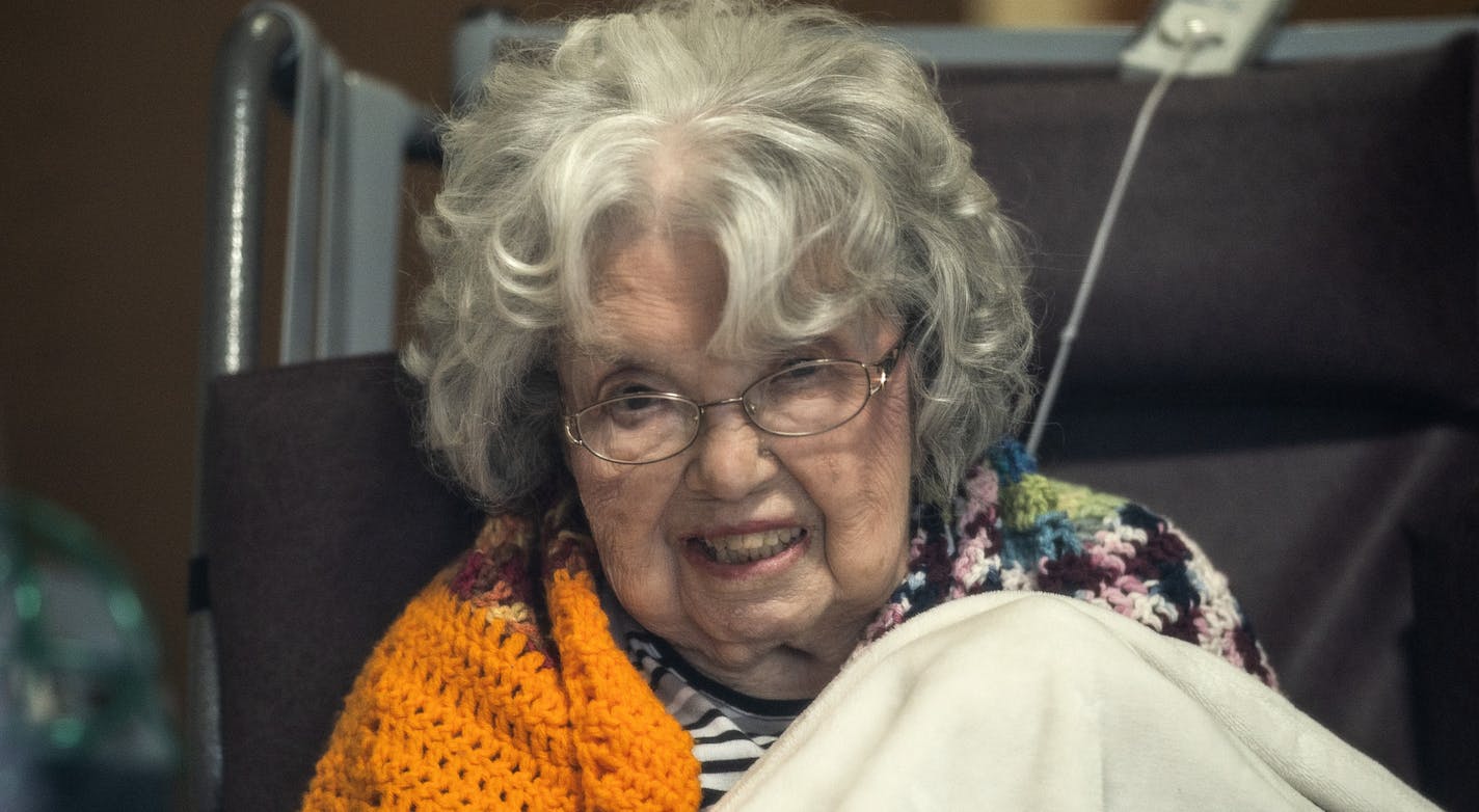 The 99-year-old Eleanor Murray, who is staying at the Prairie Senior Cottages.