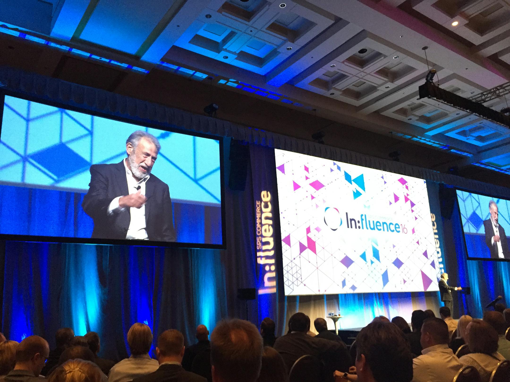 George Zimmer, founder of Men's Wearhouse who is now working on two digital ventures, spoke to a conference hosted by SPS Commerce in Minneapolis.