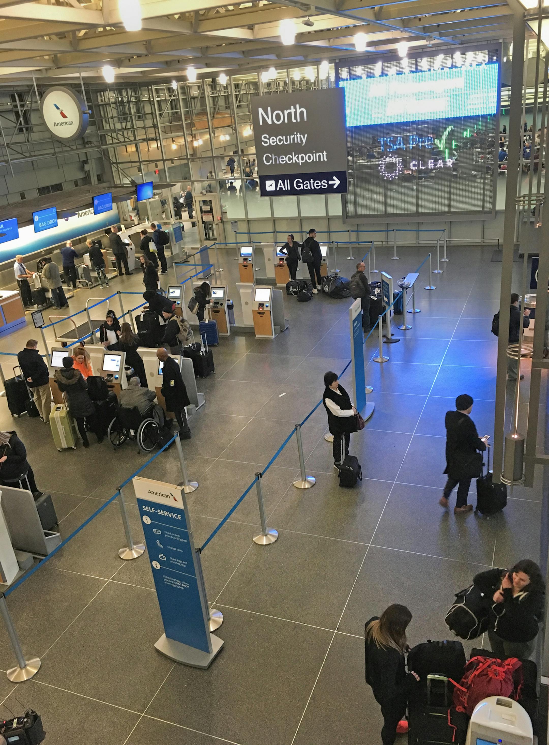 Security lines at MSP Terminal 1 were light just prior to 10:00 on the morning of Friday, Jan. 18, 2019. Several hours earlier, lines from both checkpoints were so long they converged and filled the entire area. ] Shari L. Gross ¥ shari.gross@startribune.com Security lines at MSP Terminal 1 were light just prior to 10:00 on the morning of Friday, Jan. 18, 2019. Several hours earlier, lines from both checkpoints were so long they converged and filled the entire area. Friday, January 18, 2019