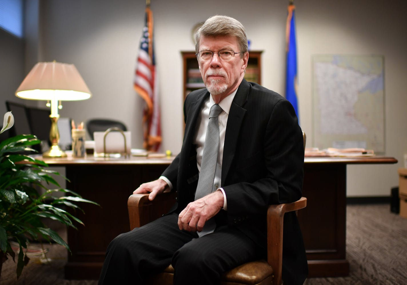 Legislative Auditor Jim Nobles in his St. Paul office.