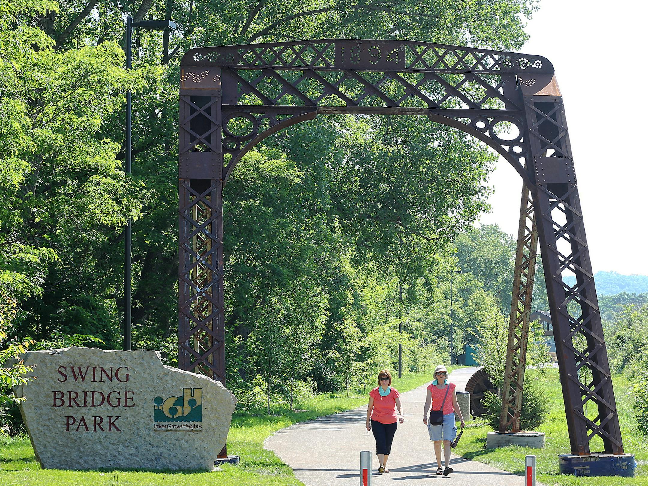 Morning walkers make their way through Swing Bridge Park recently in Inver Grove Heights. The Swing Bridge Trailhead is the newest point along the Mississippi River Regional Trail.