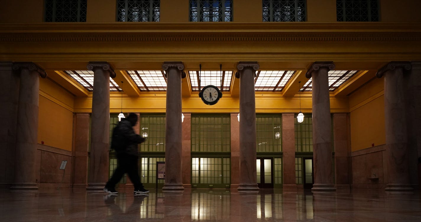 The Head House serves as a familiar welcoming area for generations of travelers at Union Depot. At its peak, the station served as many as 20,000 travelers a day. The floor is made of Tennessee pink marble, 10,000 square feet in total. ] Shari L. Gross &#x2022; shari.gross@startribune.com Ramsey County spent $247 million buying and renovating the historic Union Depot in downtown St. Paul. The project was completed in 2012 but it's taken five years to rent out all the commercial space in the buil