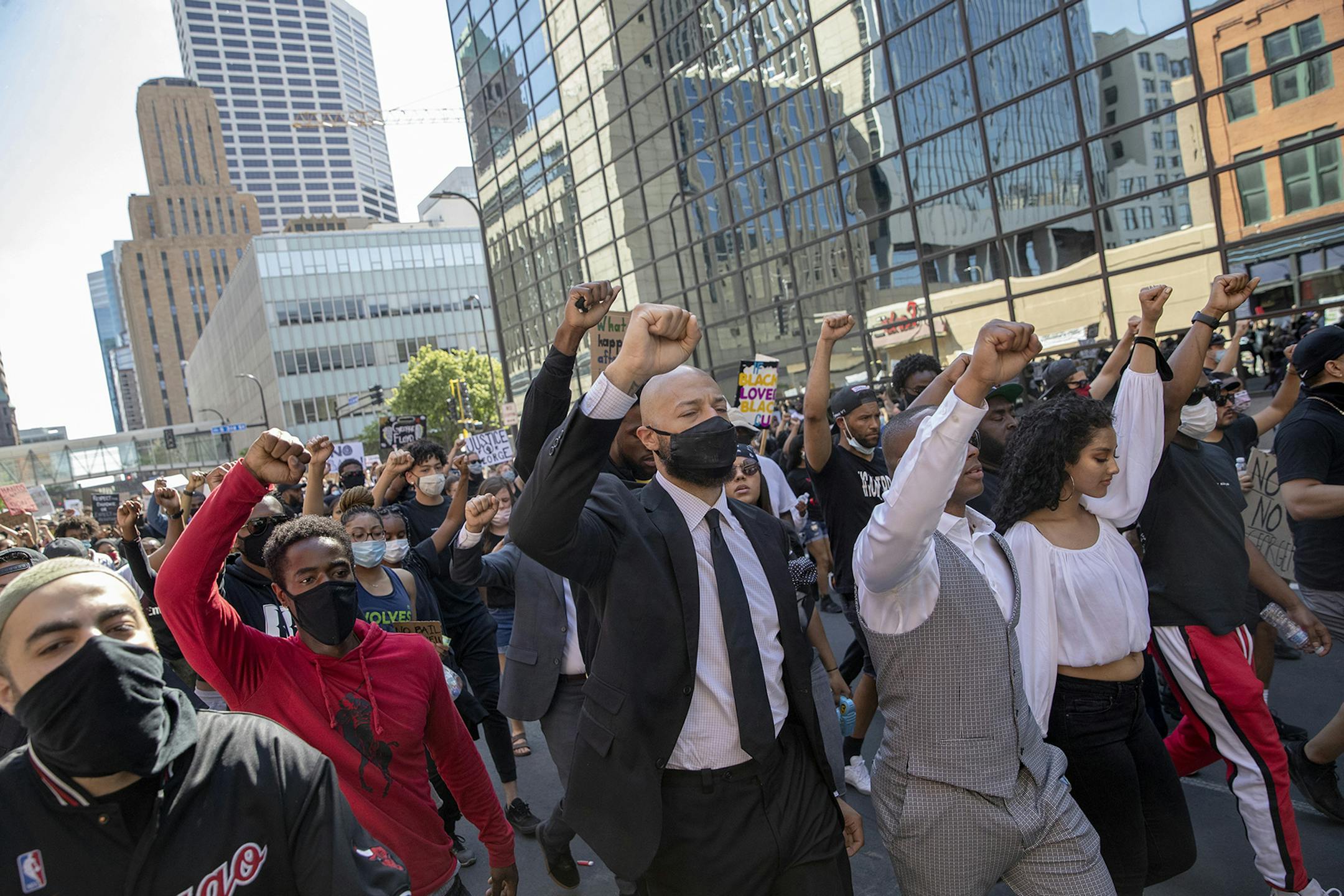 Hundreds of people marched in the "No Bail" 10K March, which started at U.S. Bank and ended up closing the 35W bridge in both directions on May 31.