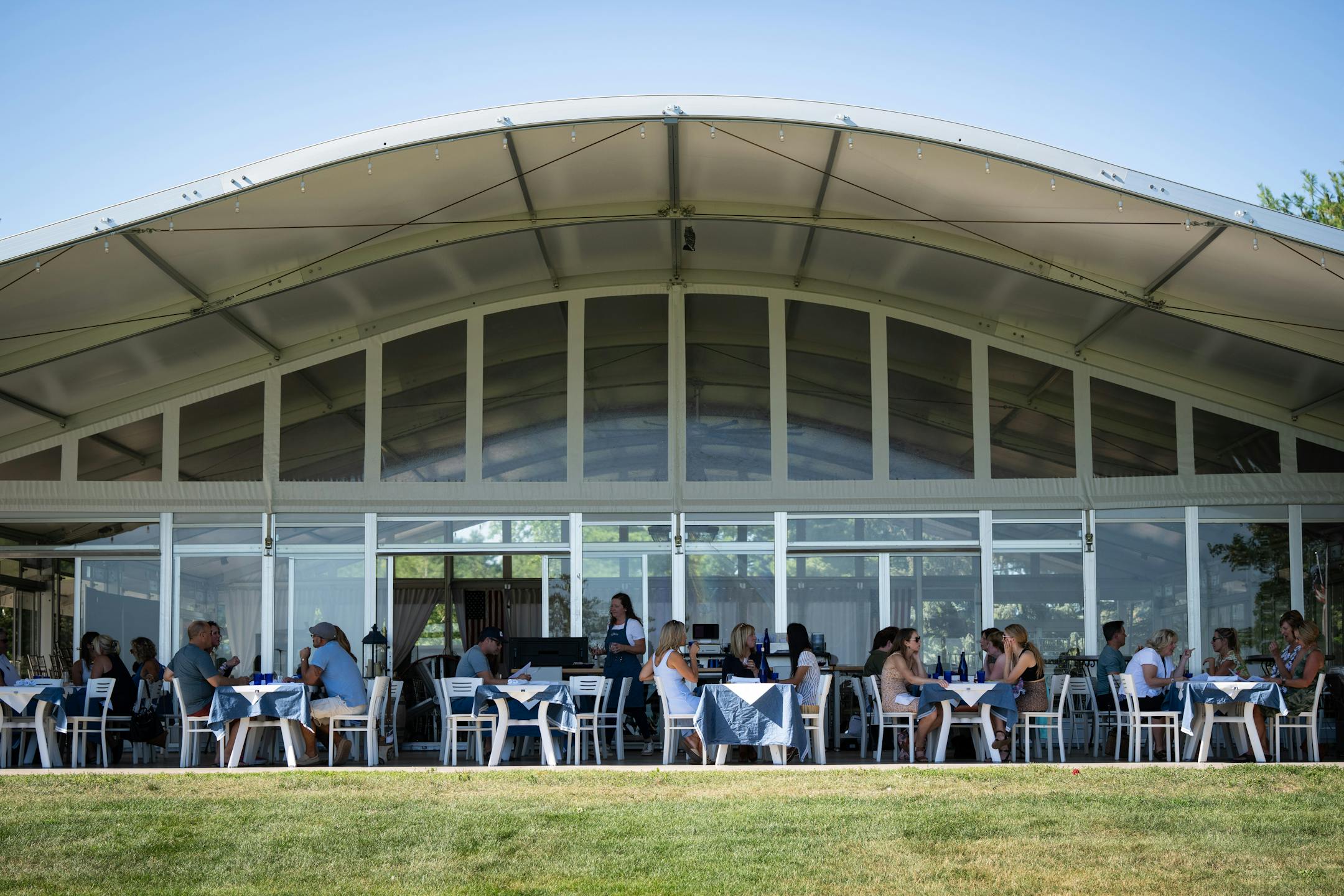 Guests eat at Gia at the Lake at Sovereign Winery in Waconia.