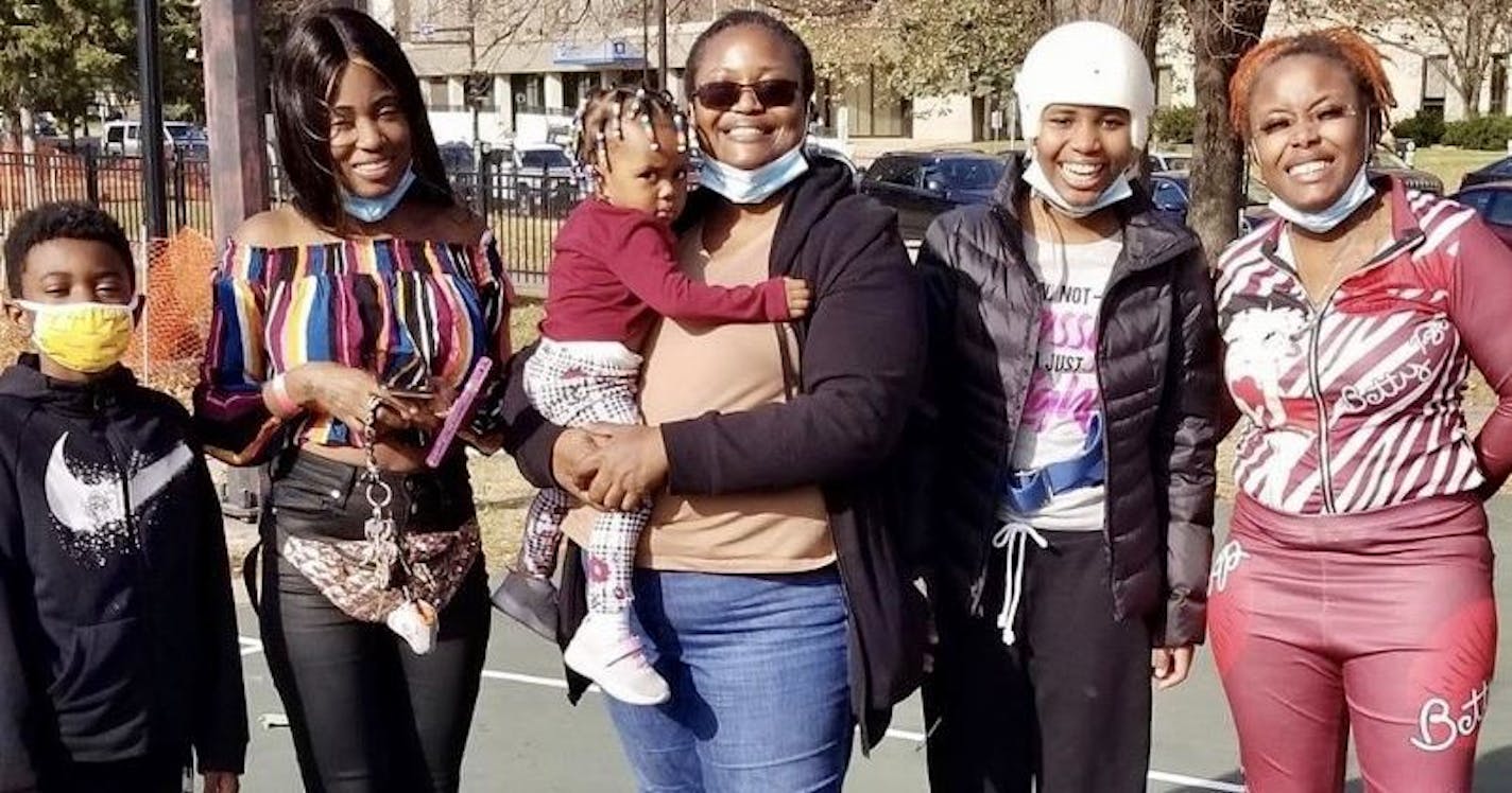 From left: Kezerick Smith, Charnae Frelix, Winter "Winnie" Burrows, Mildred Saulter, Makayla Saulter-Outlaw and Canisha Saulter. All the family members were allegedly shot at by their neighbor. Credit: Submitted photo