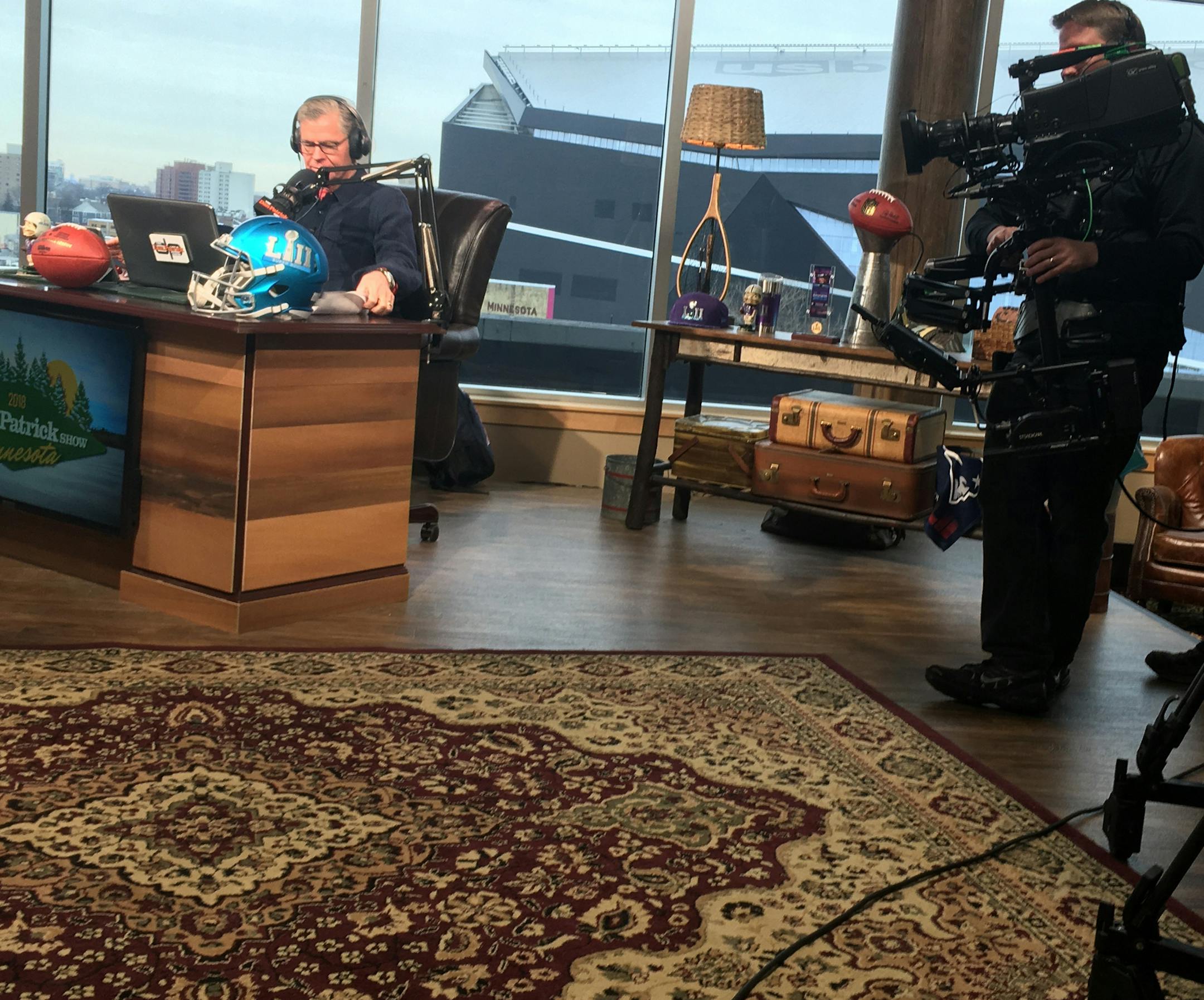 On the set of The Rich Eisen Show and The Dan Patrick Show on the 8th floor of a downtown Minneapolis condo. Photos by Michael Rand