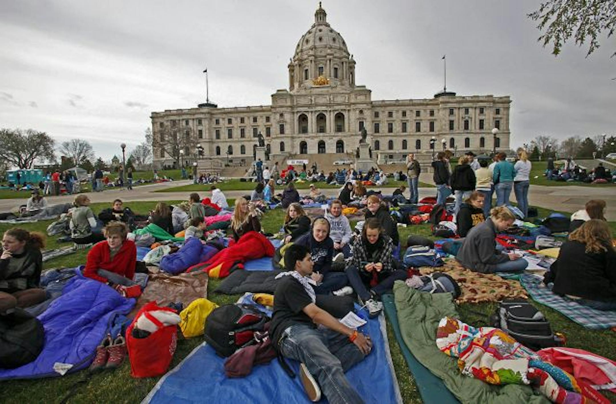 Young adults from around the Twin Cities gathered on the grounds of the capitol to participate in The Rescue.