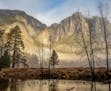 was in Yosemite Valley, hiking along the Merced River, with Yosemite Falls in the background. What equipment did you use&#x2014;a phone or a particula
