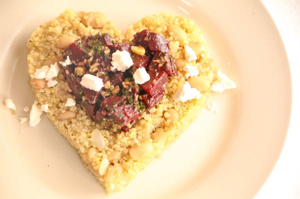 Lemony Pesto Beets With Quinoa Pilaf. Photo by Robin Asbell * Special to the Star Tribune