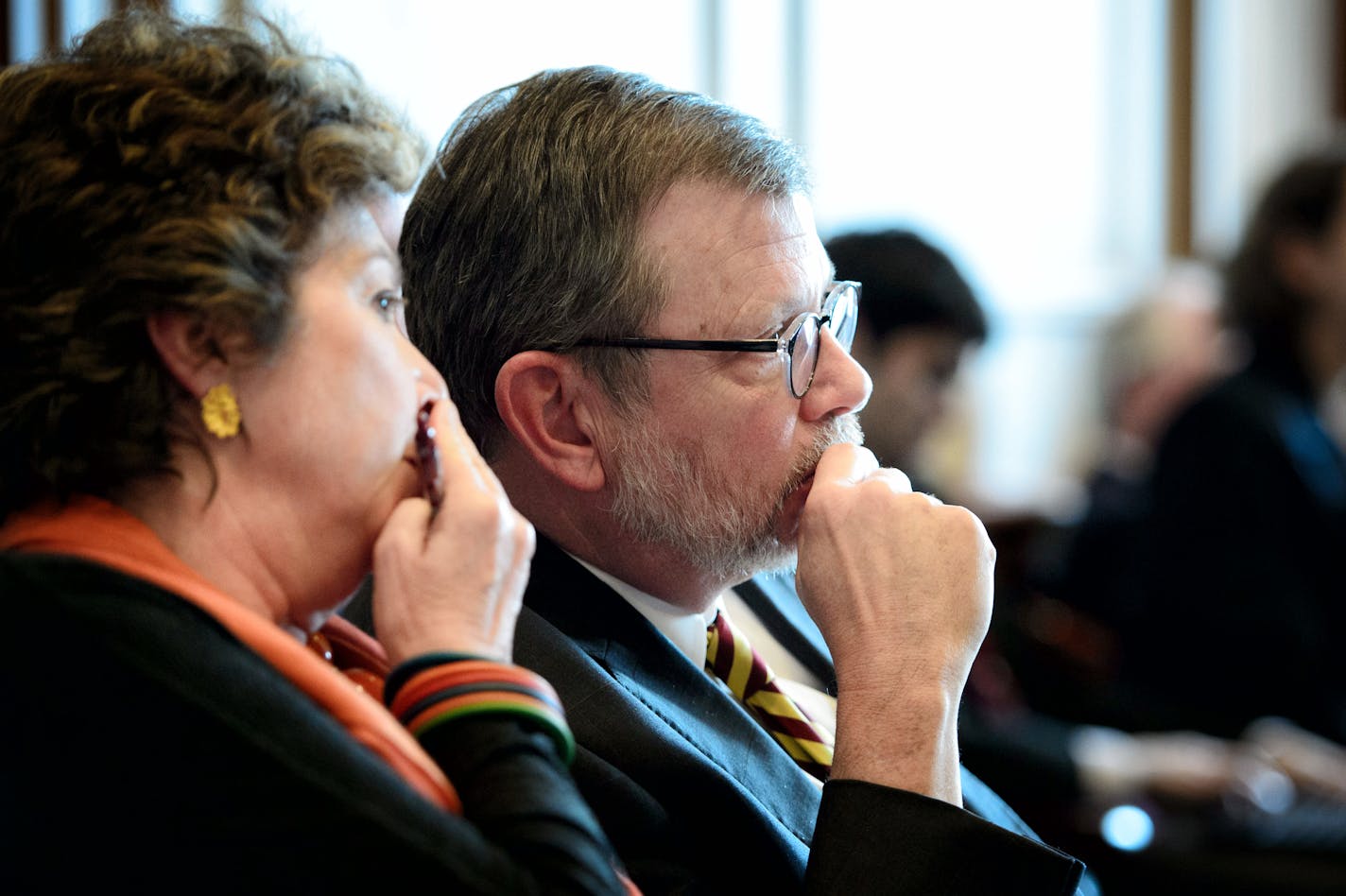 University of Minnesota Regent Dr. Patricia Simmons with university President Eric Kaler in 2015.