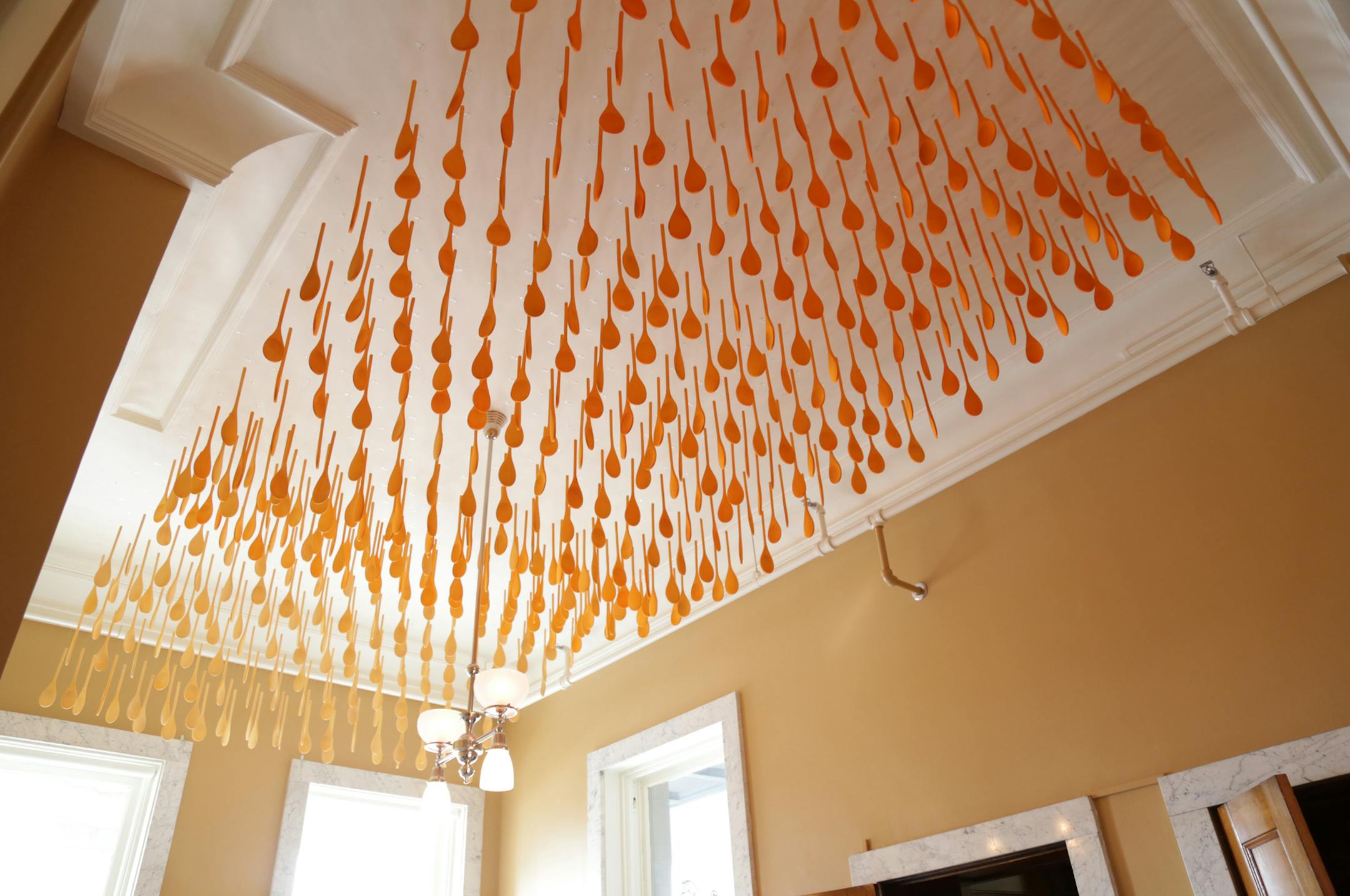 Spoon on the kitchen ceiling as part of the exhibt "extra/ordinary - The American Swedish Institute. At Play."