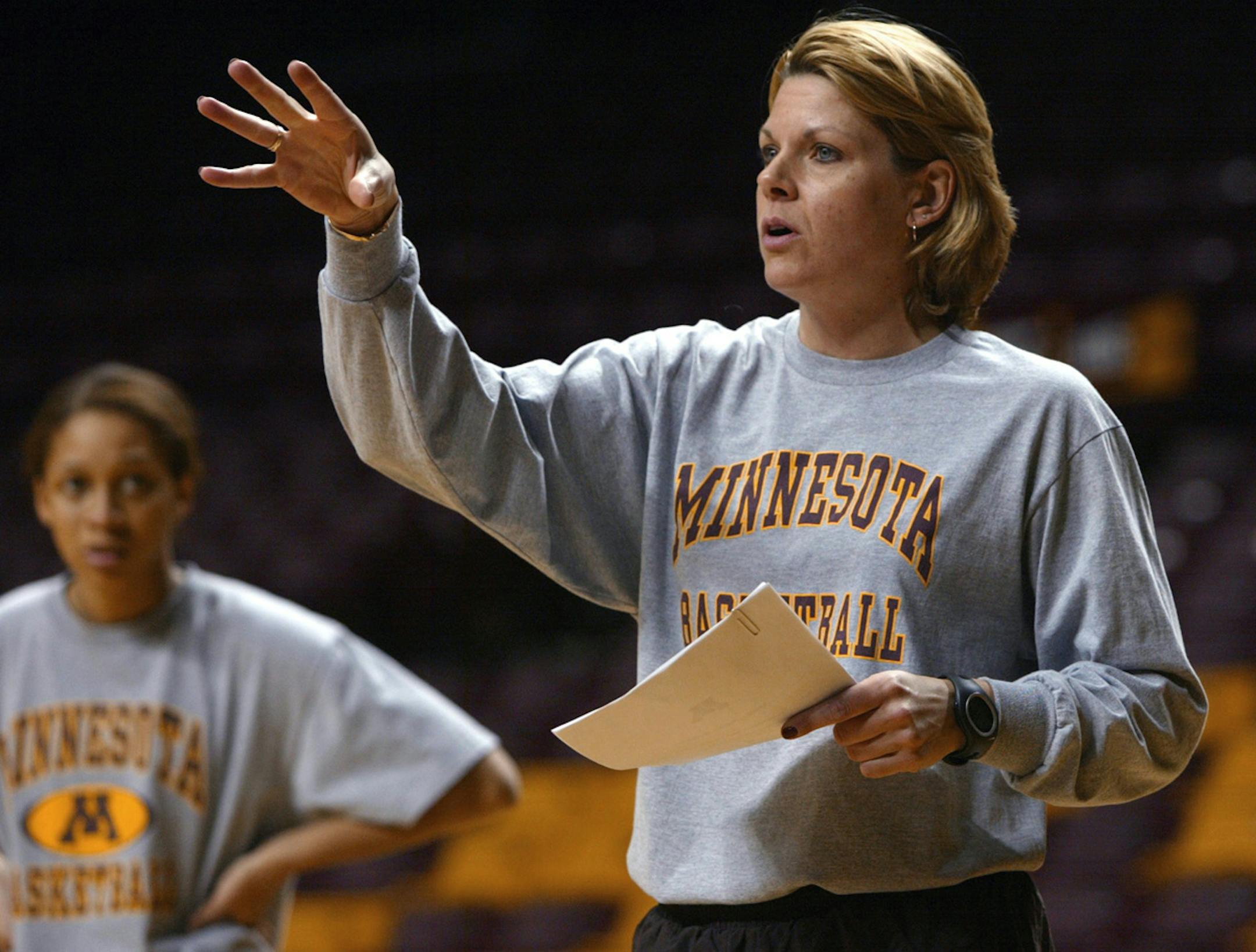 Pam Borton during his first season as Gophers coach in 2002.