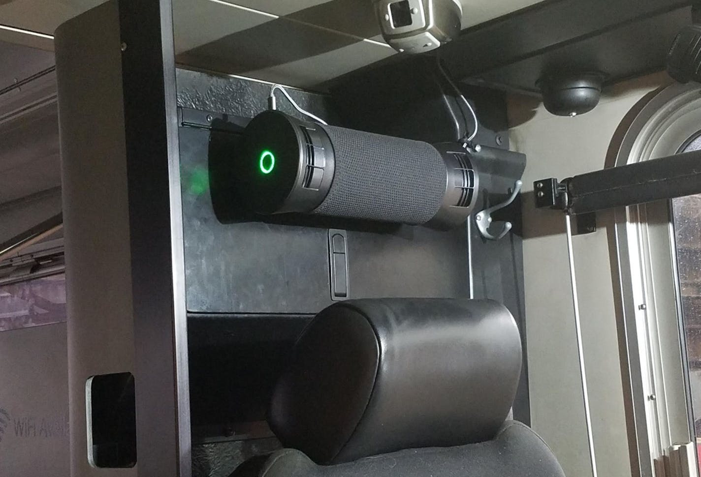 Air-cleaning devices that look like Bluetooth speakers in were installed in driver's cabins on each of Plymouth Metrolink's 44 buses.