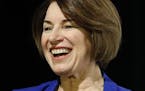 Democratic presidential candidate Sen. Amy Klobuchar, D-Minn., walks onstage to participate in a candidate forum on infrastructure at the University o
