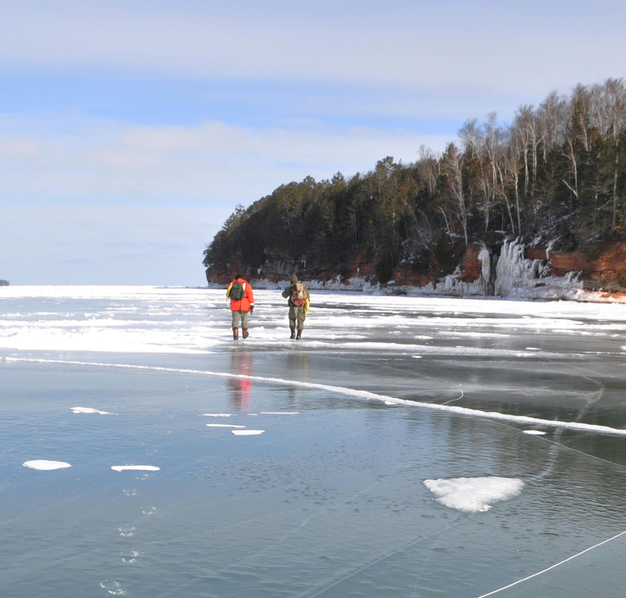 Bayfield, WI &#xd2; For the third time this winter ice has formed along the Apostle Islands mainland ice caves. This time it has formed with enough thickness and extent to allow viewing of the ice caves along the mainland unit of Apostle Islands National Lakeshore. If conditions remain as they are or improve, the Ice Caves will open on Saturday, February 28th. ORG XMIT: MIN1502251736234211