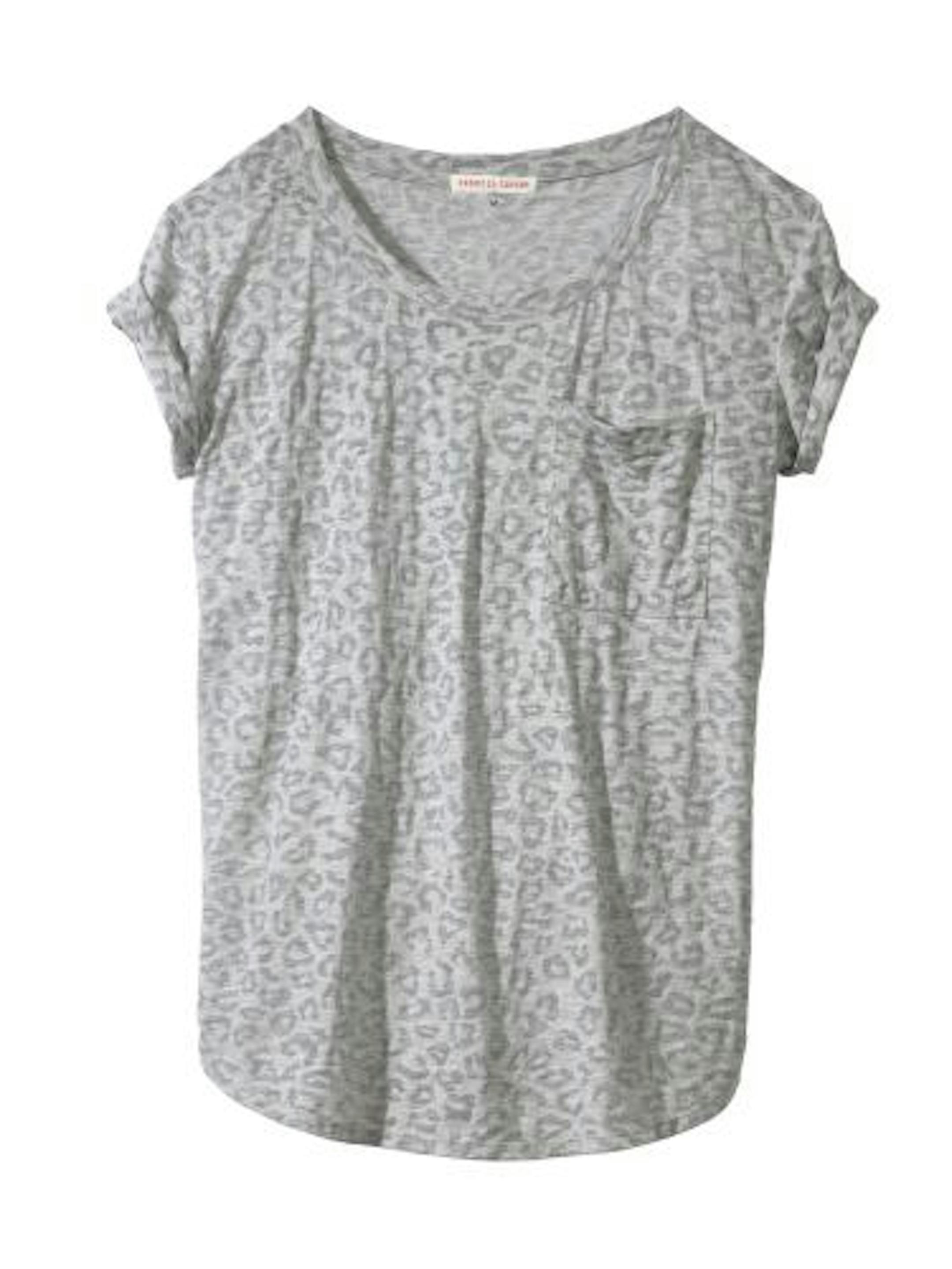 Light gray sheer leopard-burnout jersey T-shirt by Rebecca Taylor ($125), at Macy's