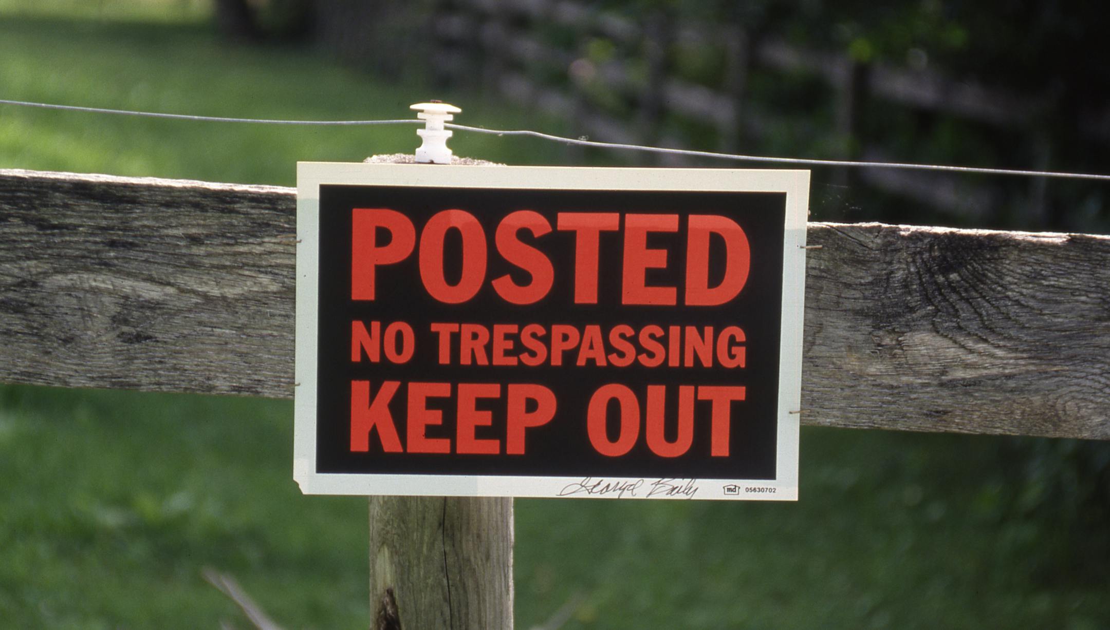No trespassing sign. By Deb Rose, DNR