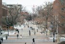 Students move through campus during a class change Thursday, Jan. 18, 2024, at the University of Minnesota in Minneapolis, Minn.   ]

ALEX KORMANN •