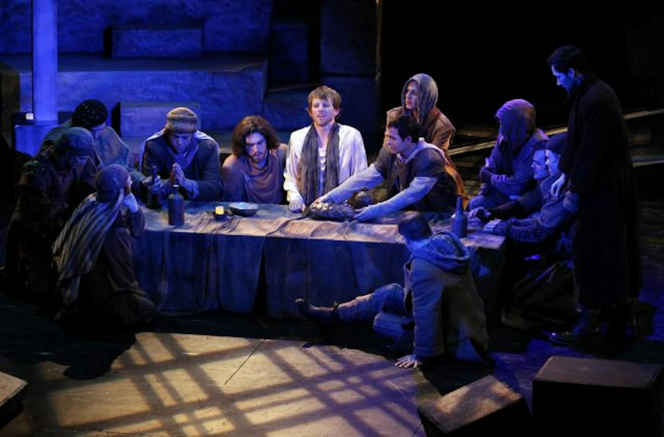 Ben Bakken as Jesus in the last supper scence of the Chanhassen's production of Jesus Christ Superstar.