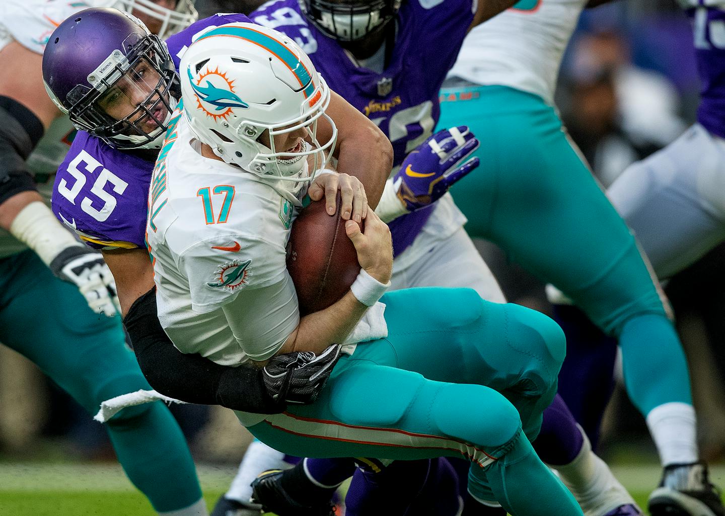 Anthony Barr sacked Ryan Tannehill in the third quarter.