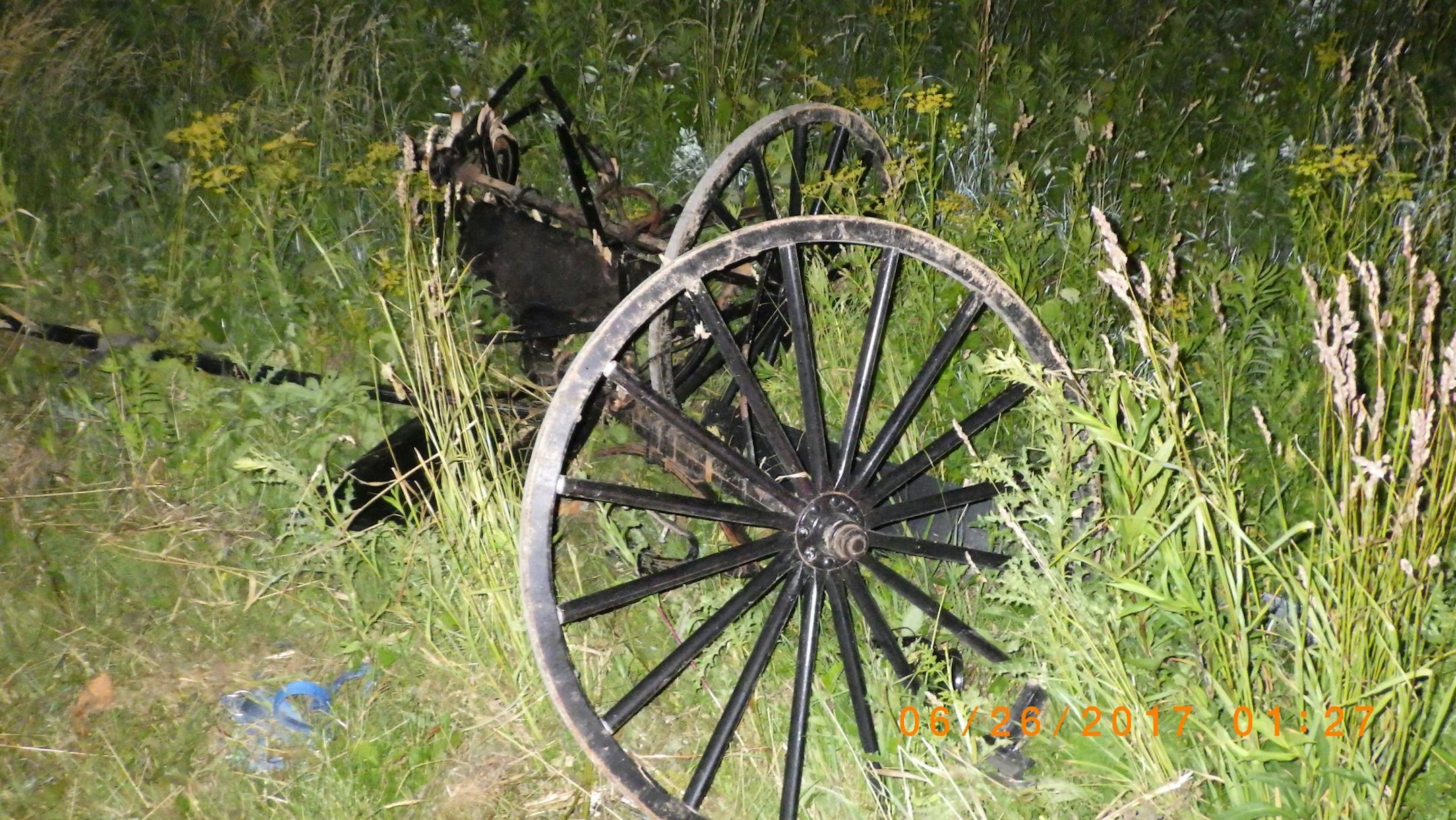 This Amish buggy was hit from behind late at night in western Wisconsin.