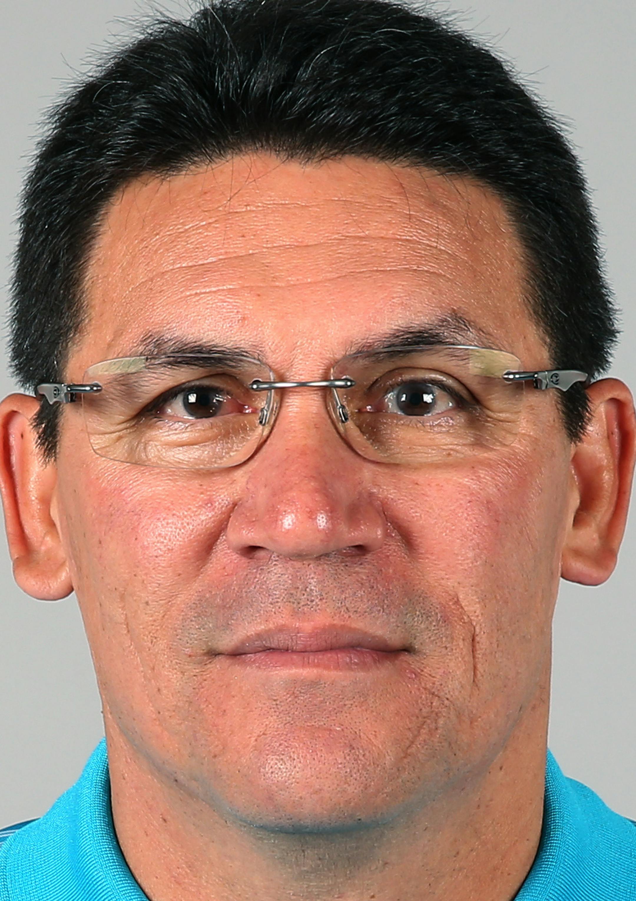 This is a 2014 photo of Ron Rivera of the Carolina Panthers NFL football team. This image reflects the Carolina Panthers active roster as of Friday, June 20, 2014 when this image was taken. (AP Photo) ORG XMIT: NFLHS14