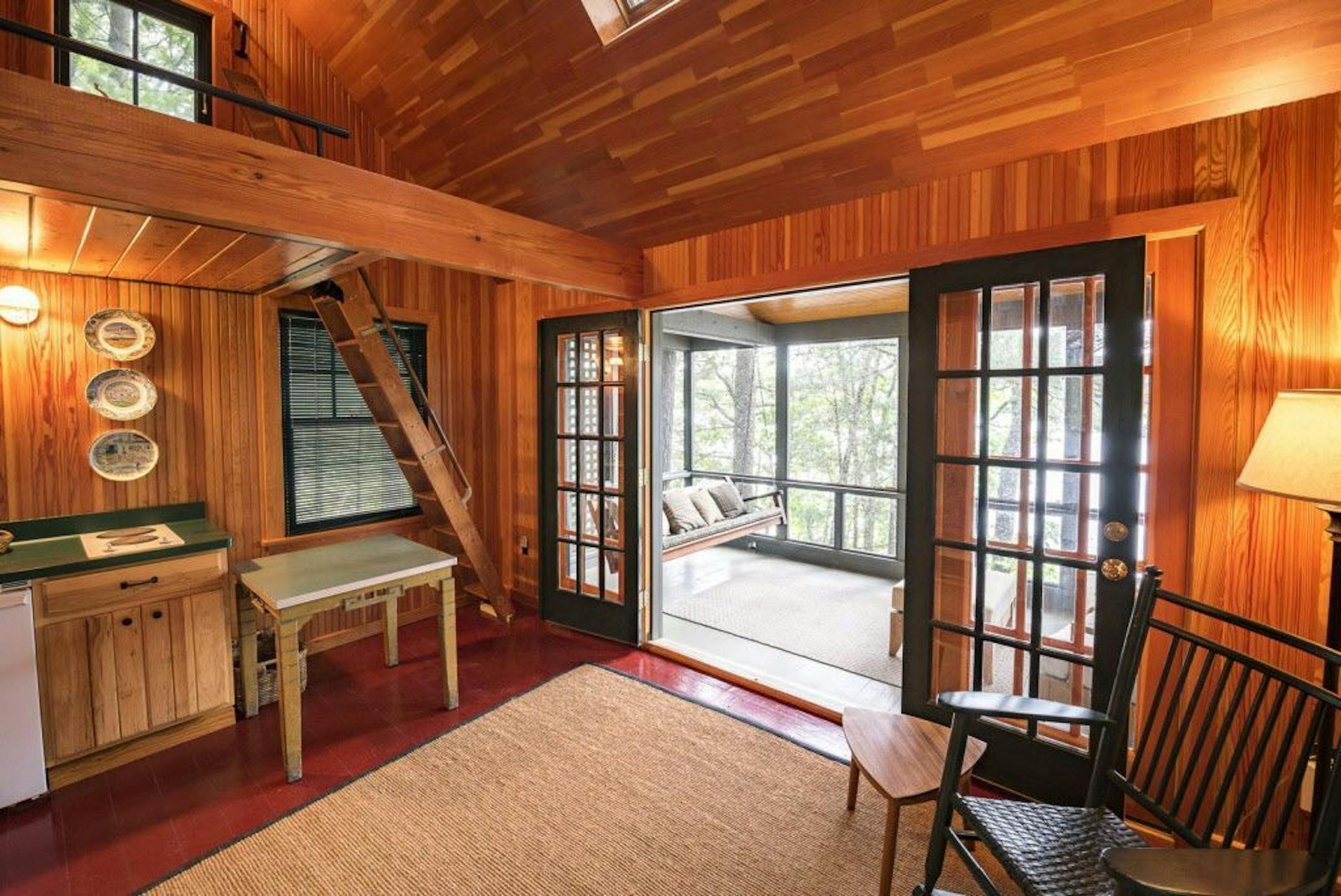 The boathouse has a sleeping loft.