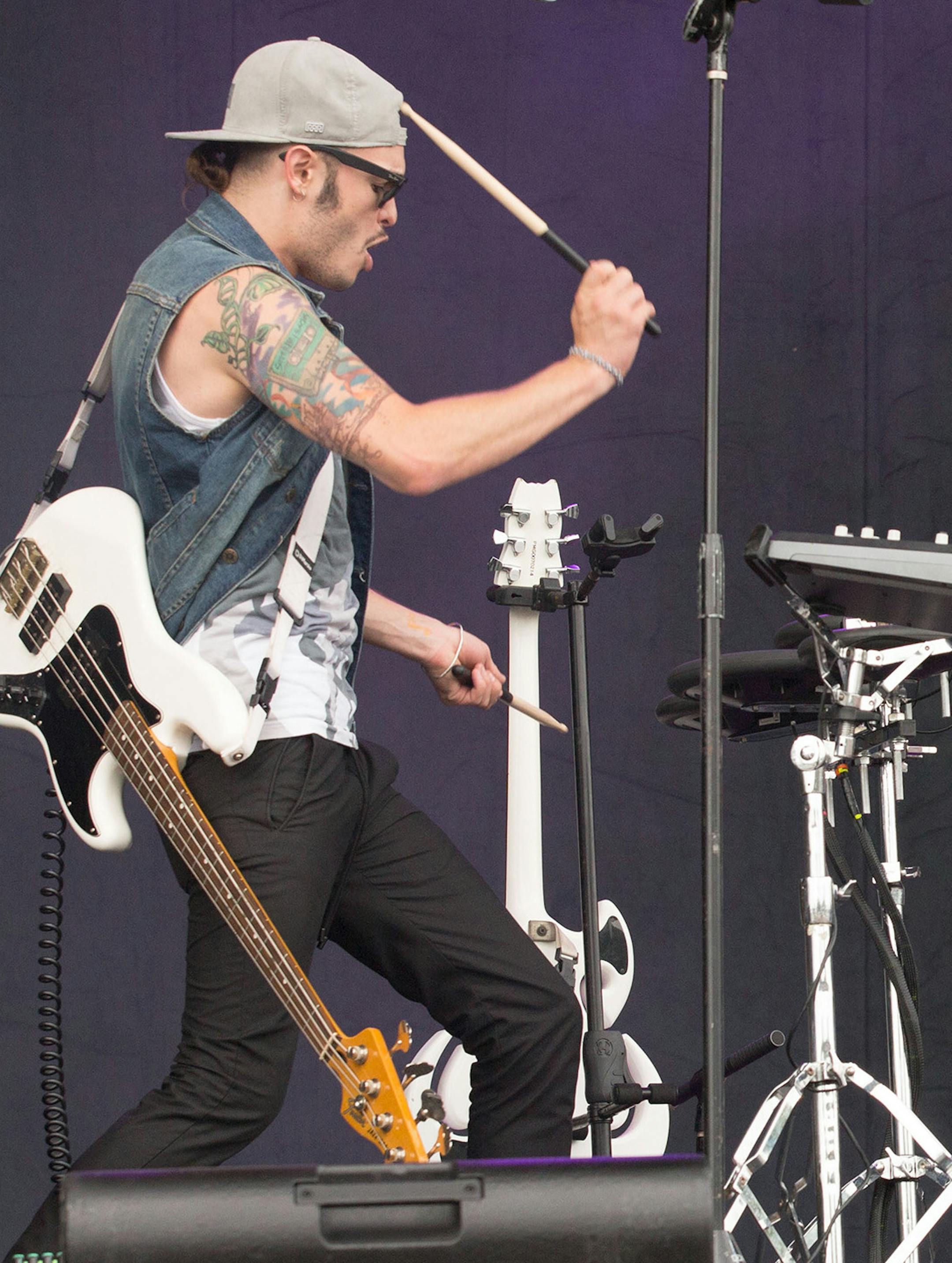 Jordan Kelley, left, and Jason Huber of the band Cherub perform live at Budweiser Made in America festival on Aug. 30, 2014 in downtown Philadelphia, Pa. (Daniel DeSlover/Zuma Press/TNS) ORG XMIT: 1178591
