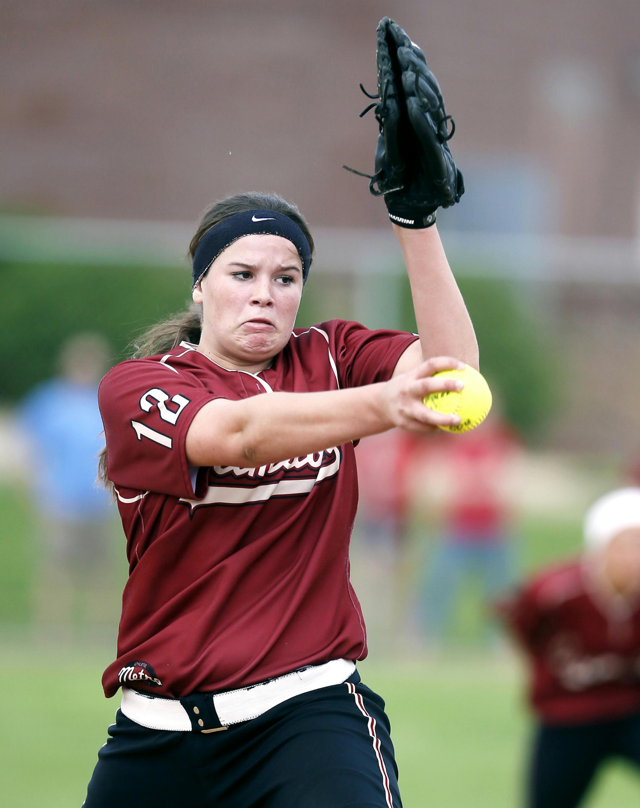 Maple Grove pitcher Sydney Smith threw a pitch during soft ball action between Maple Grove and Coon Rapids in Class 3A section 5 finals Thursday May, 30, 2013 in Shoreview , MN. ] JERRY HOLT ‚Ä¢ jerry.holt@startribune.com