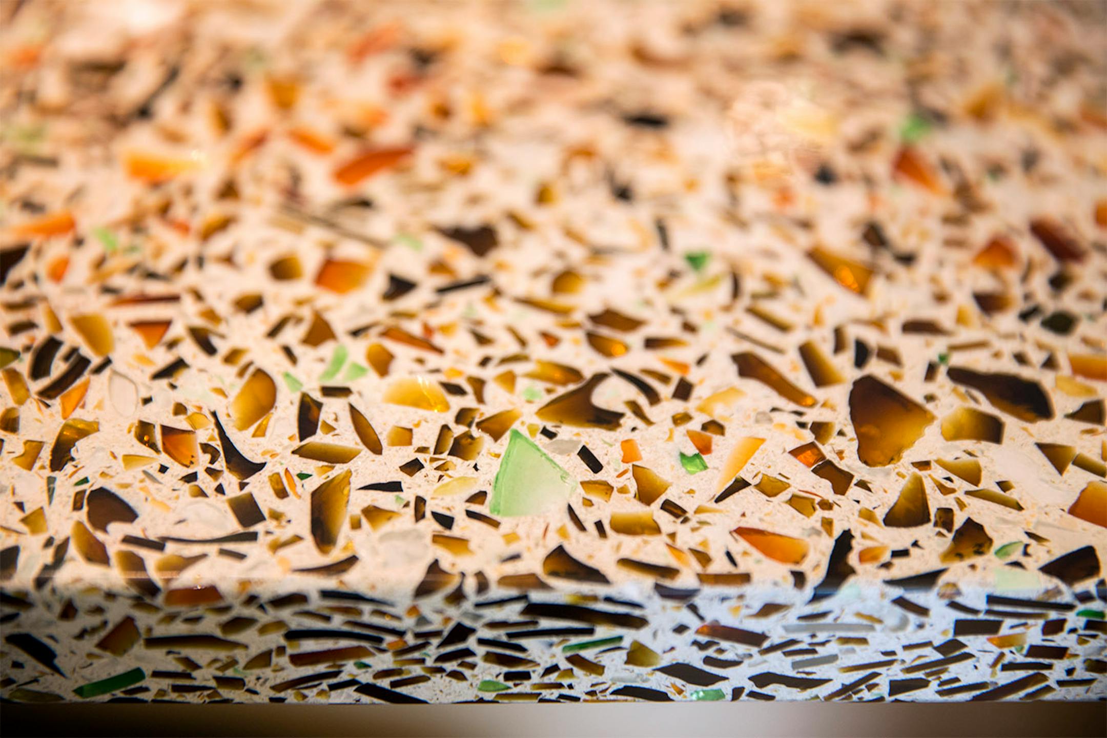 Recycled glass countertop.