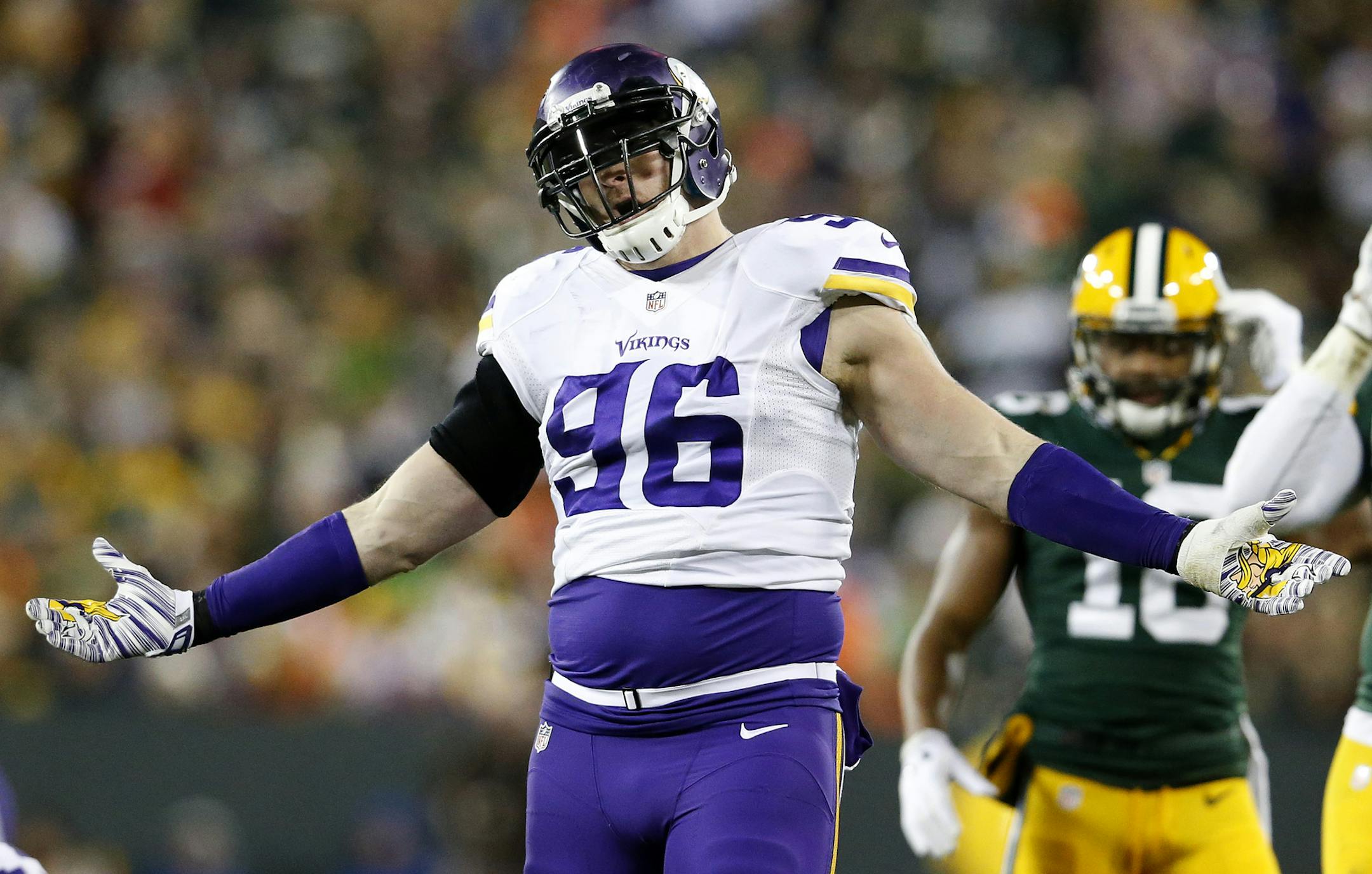 Minnesota Vikings Brian Robison (96). ] CARLOS GONZALEZ &#xef; cgonzalez@startribune.com - January 3, 2016, Green Bay, WI, Lambeau Field, NFL, Minnesota Vikings vs. Green Bay Packers